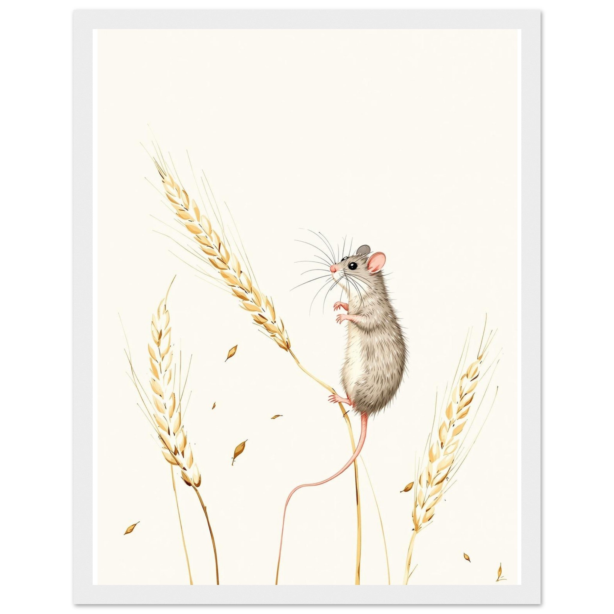 Harvest Mouse Wheat Stem Wall Art Ready to Hang UK Framed Print t Framed Art Print — detail view | Wild Thread Co