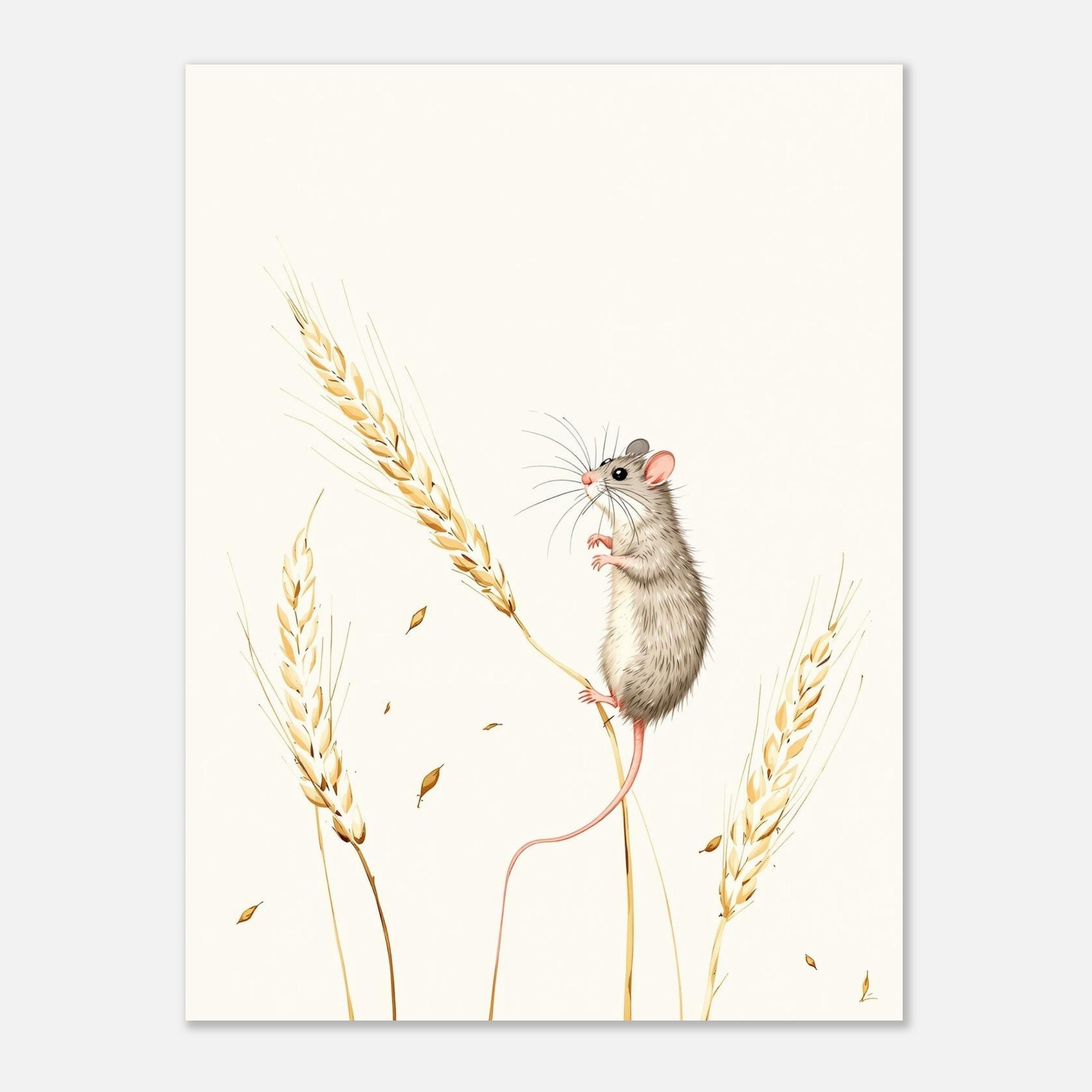 Harvest Mouse Wheat Stem Art Wall Art UK Art UK Gift Art Print Poster Wall Art U Art Print — detail view | Wild Thread Co