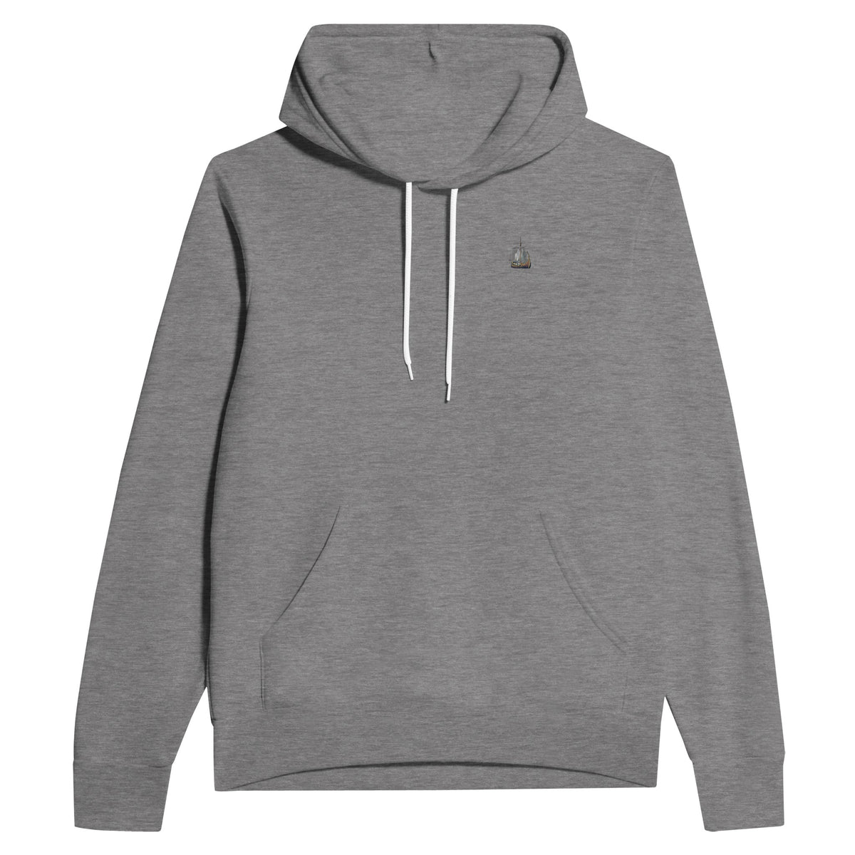 Viking Longship Approaching Britain Hoodie Pullover Unisex Cotton UK Hoodie — detail view | Wild Thread Co