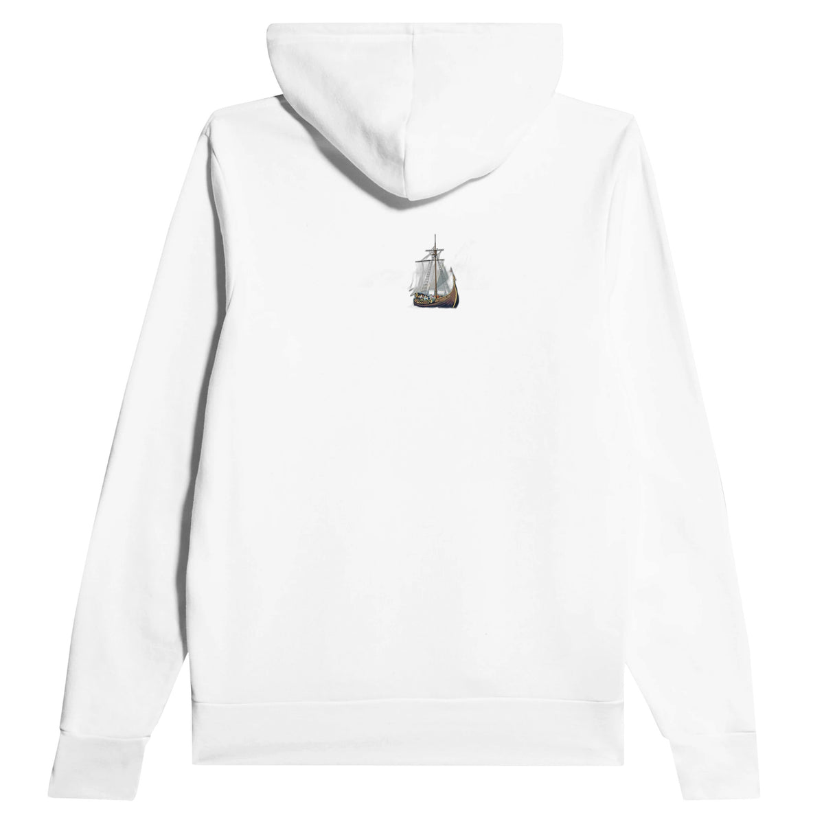 Viking Longship Approaching Britain Hoodie Pullover Unisex Cotton UK Hoodie — detail view | Wild Thread Co