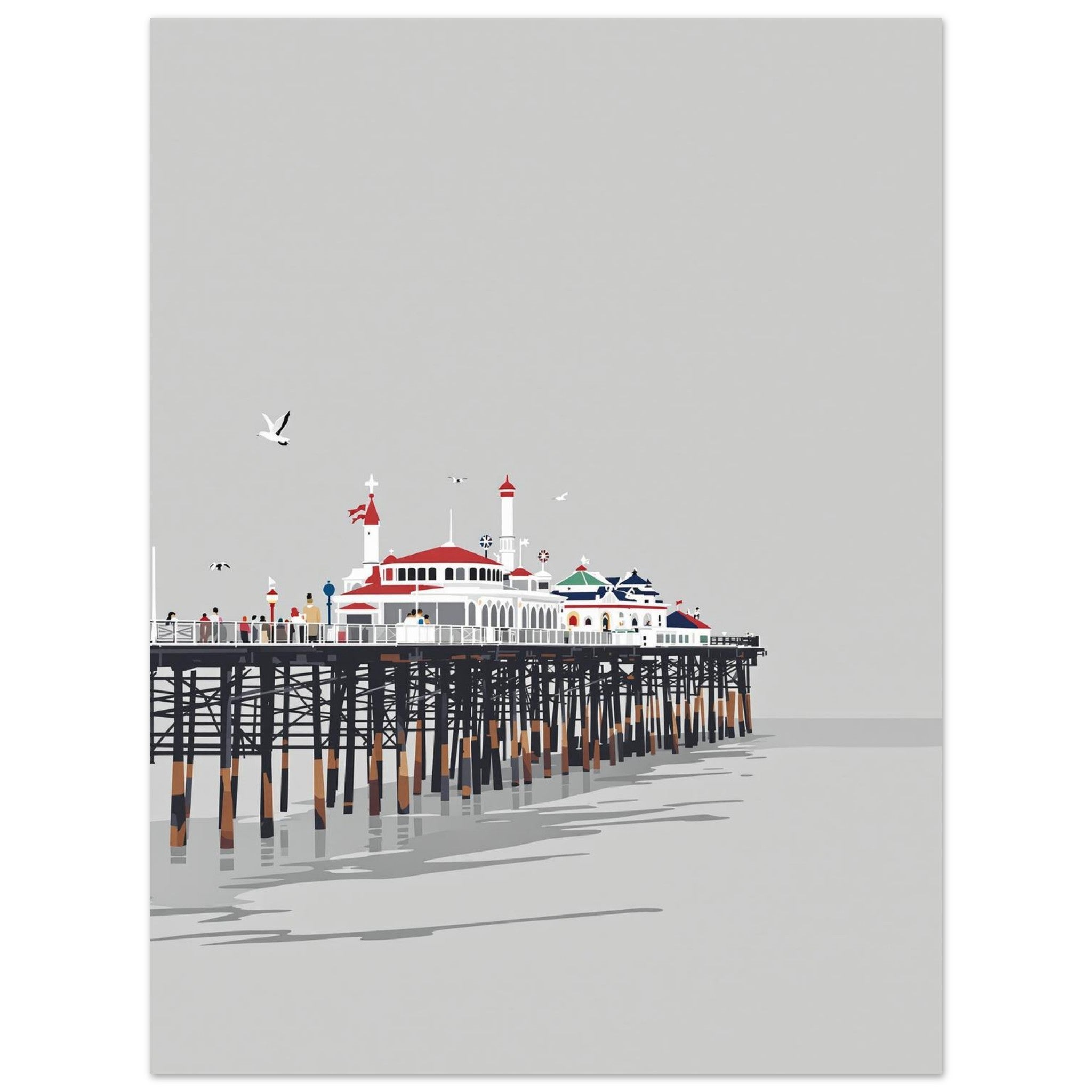 Victorian Seaside Pier Art Wall Art UK Art UK Gift Art Print Art Print — detail view | Wild Thread Co