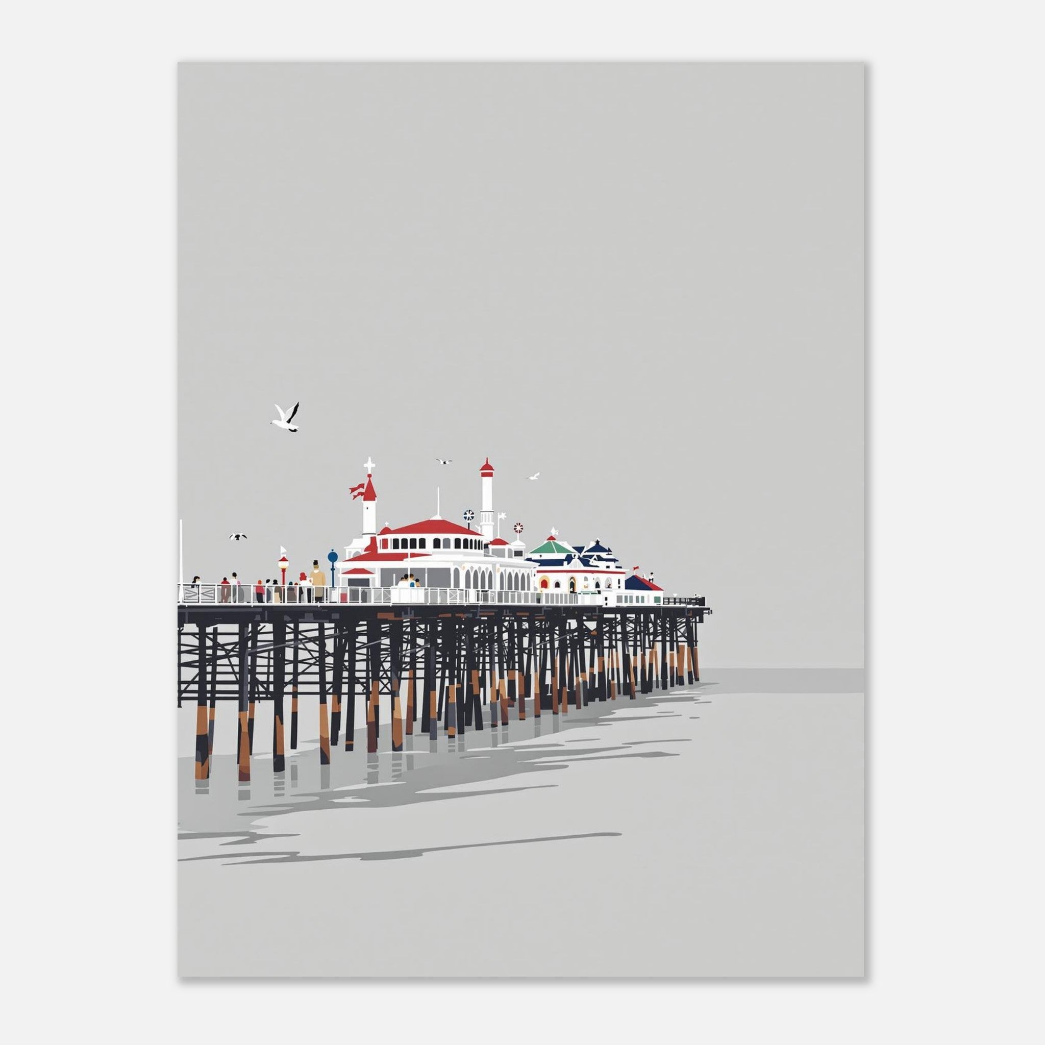 Victorian Seaside Pier Art Wall Art UK Art UK Gift Art Print Art Print — detail view | Wild Thread Co