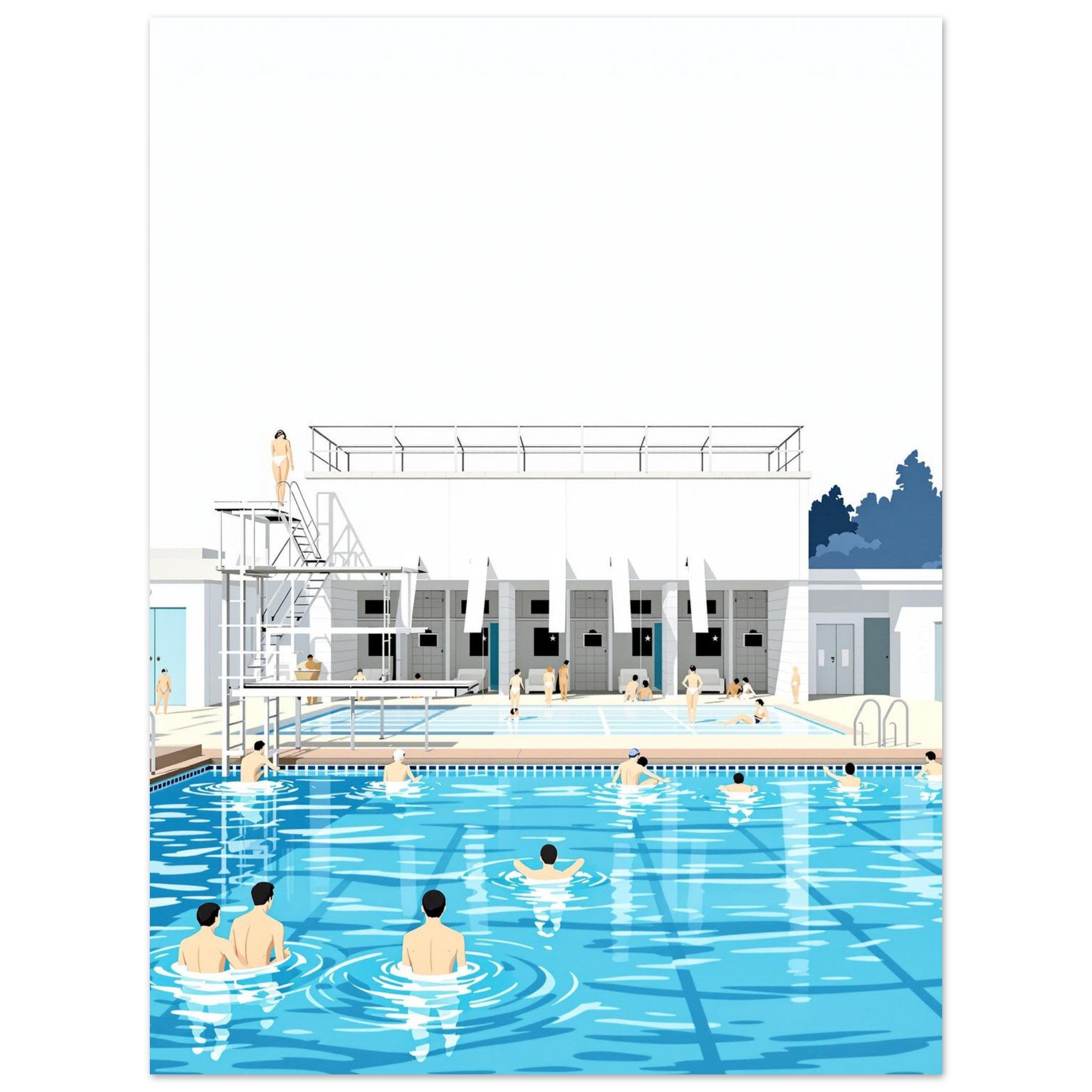 Art Deco Outdoor Lido Pool Art Wall Art UK Art UK Gift Art Print Art Print — detail view | Wild Thread Co