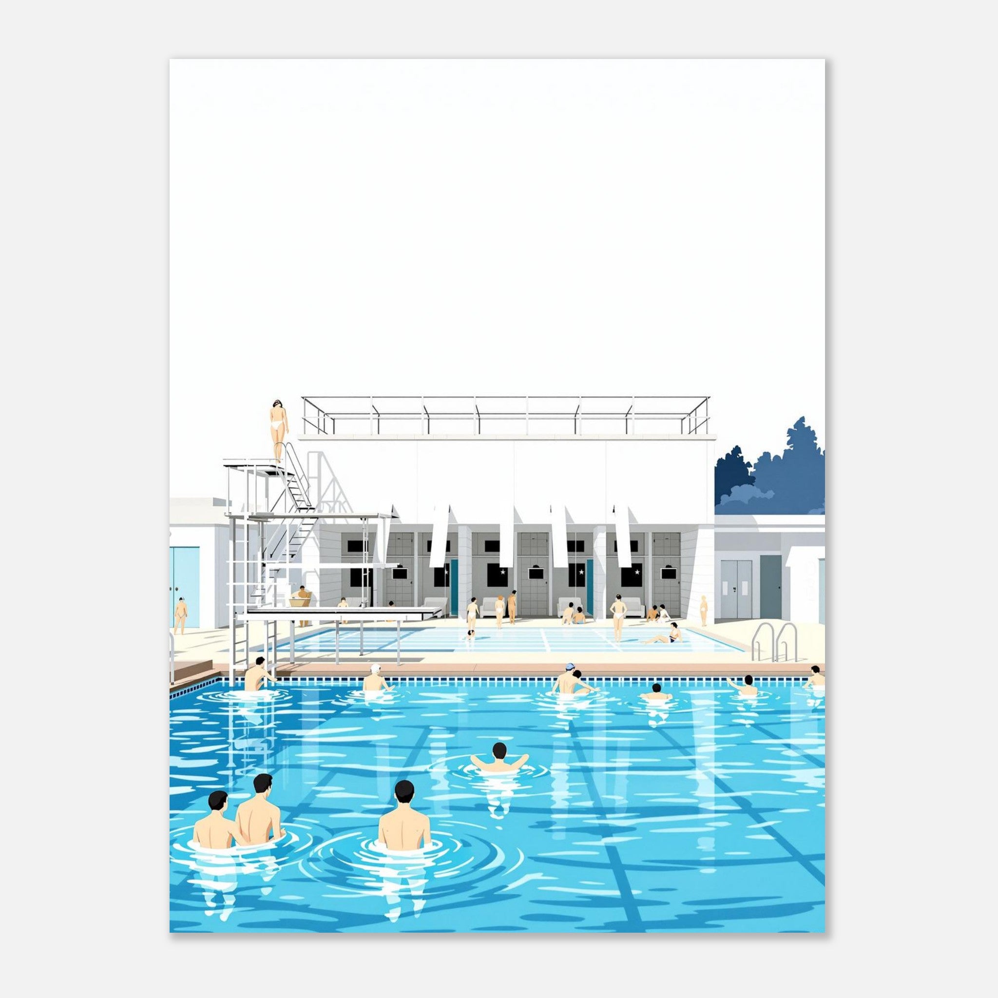 Art Deco Outdoor Lido Pool Art Wall Art UK Art UK Gift Art Print Art Print — detail view | Wild Thread Co