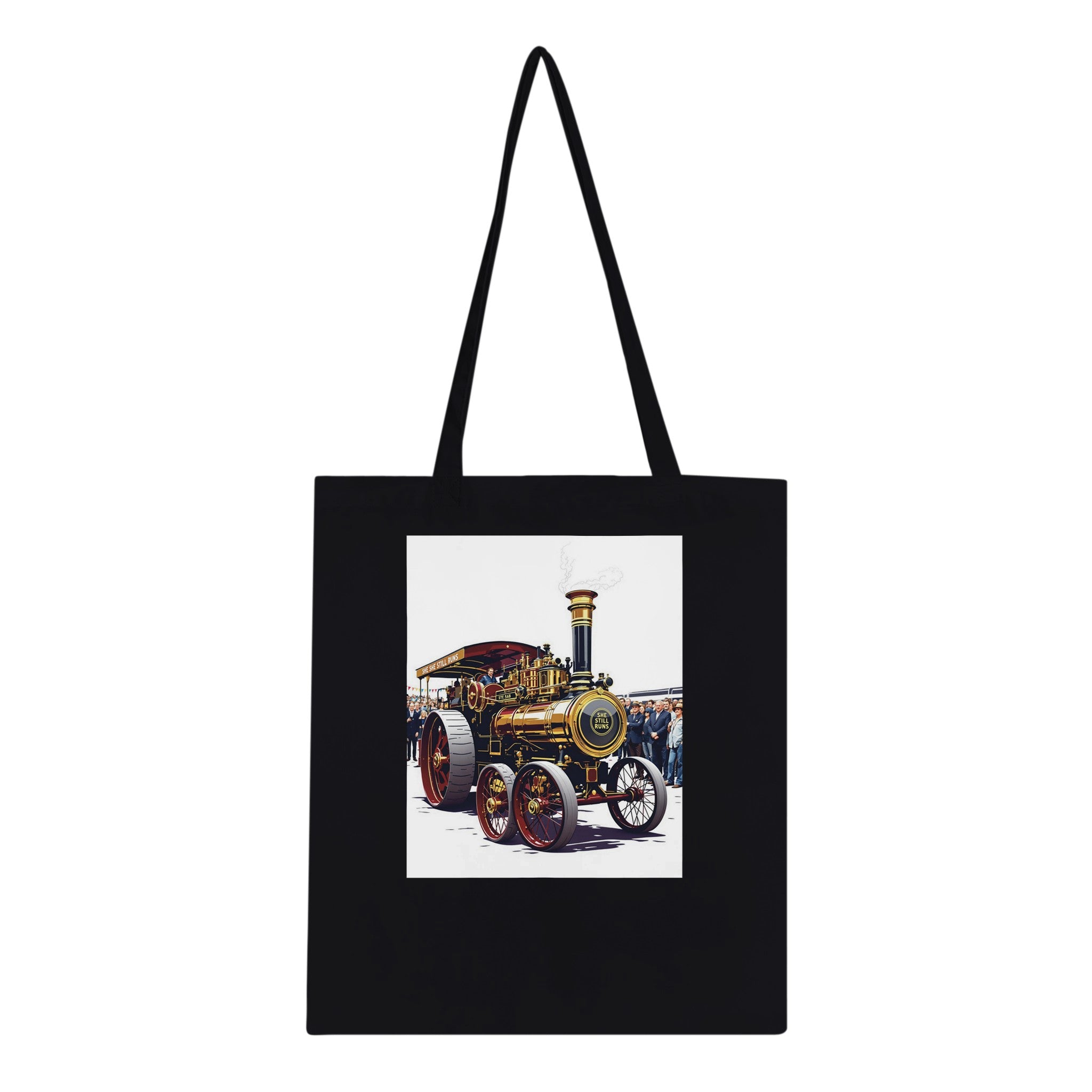 Steam Traction Engine Rally Tote Bag Cotton Shopper UK Tote Bag — detail view | Wild Thread Co