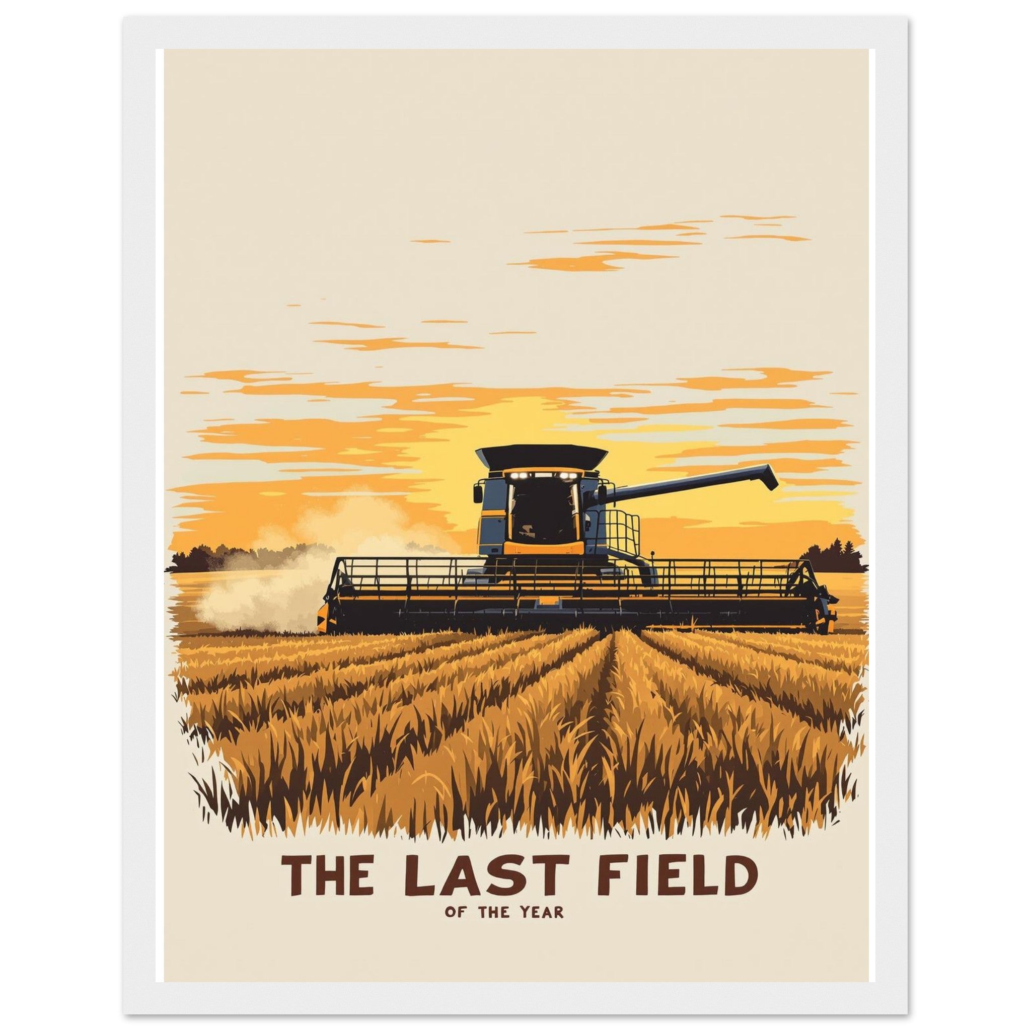 Combine Harvester Dusk Final Field Framed Print Wall Art Ready to Framed Art Print — detail view | Wild Thread Co