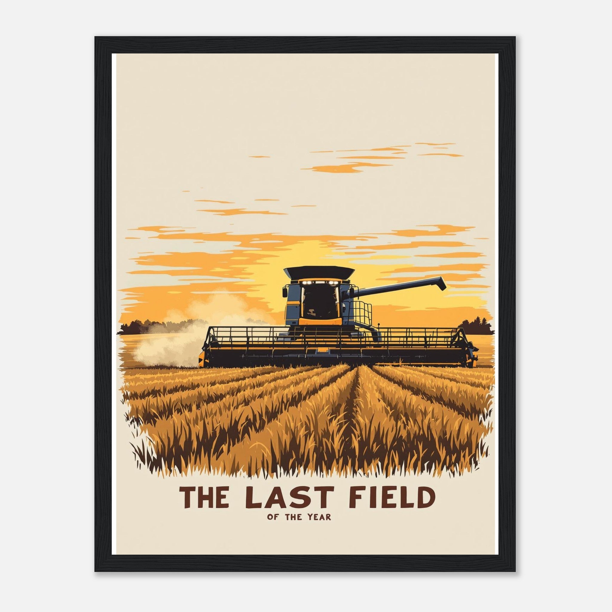 Combine Harvester Dusk Final Field Framed Print Wall Art Ready to Framed Art Print — detail view | Wild Thread Co