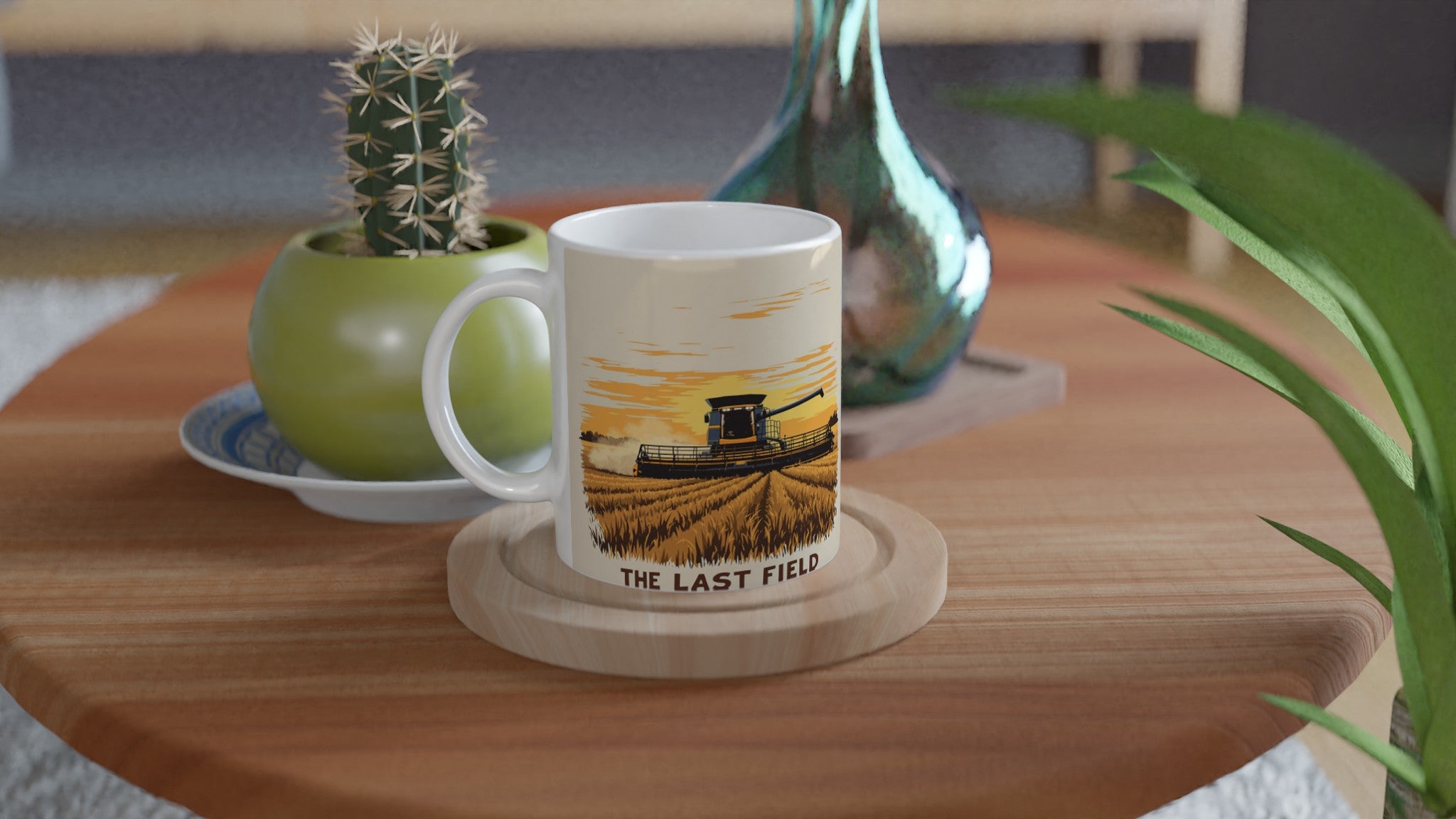 Combine Harvester Dusk Final Field Coffee Tea Ceramic 11oz Mug Cerami Mug — detail view | Wild Thread Co