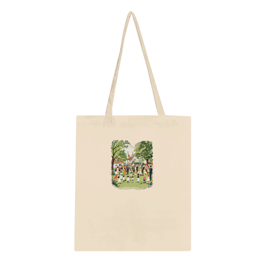 May Day Maypole Folk Tradition Cotton Shopper UK Tote Bag — detail view | Wild Thread Co
