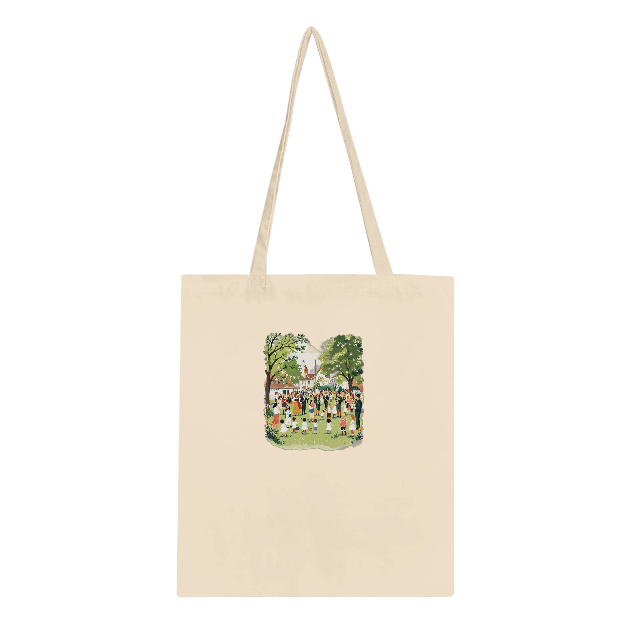 May Day Maypole Folk Tradition Cotton Shopper UK Tote Bag — detail view | Wild Thread Co