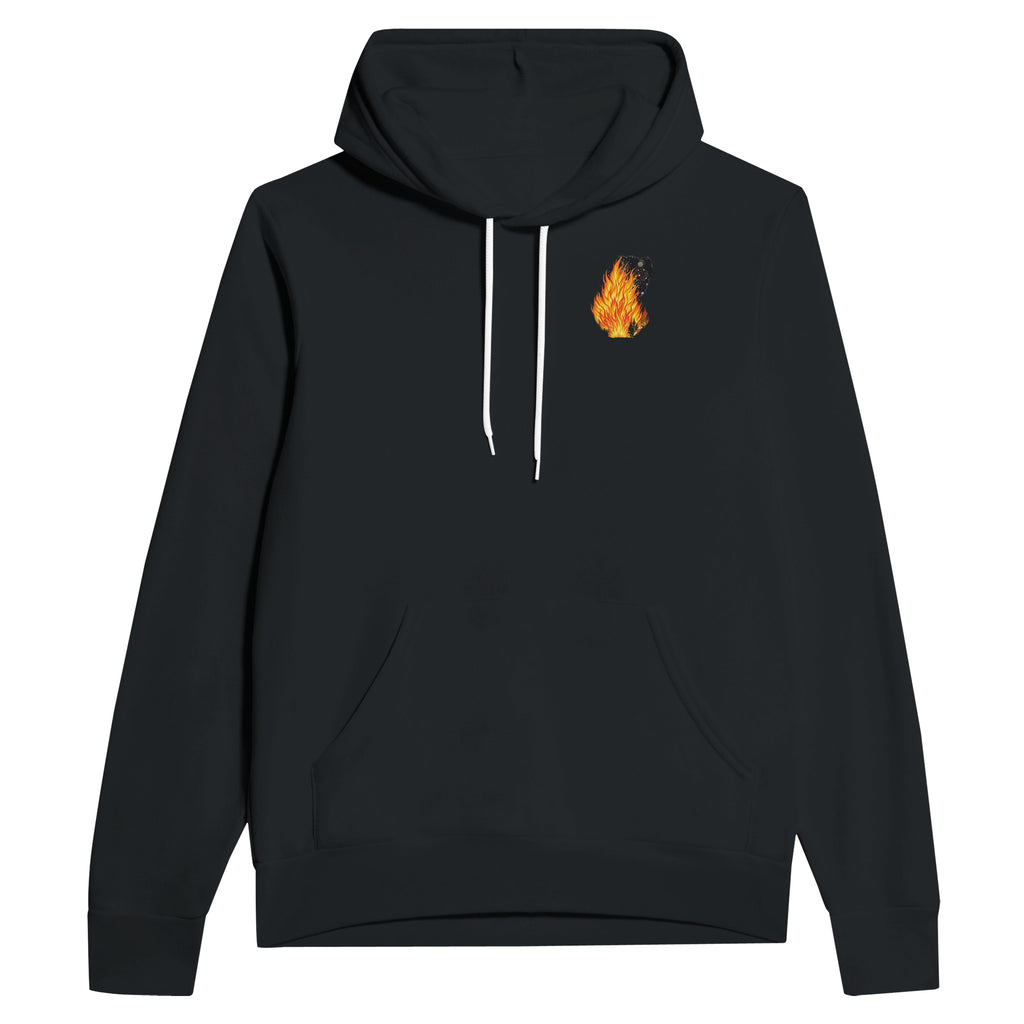 Bonfire Night Village Fire Hoodie Pullover Unisex Cotton UK Hoodie — detail view | Wild Thread Co
