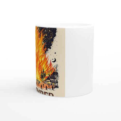 Bonfire Night Village Fire Coffee Tea Ceramic 11oz Mug — detail view | Wild Thread Co