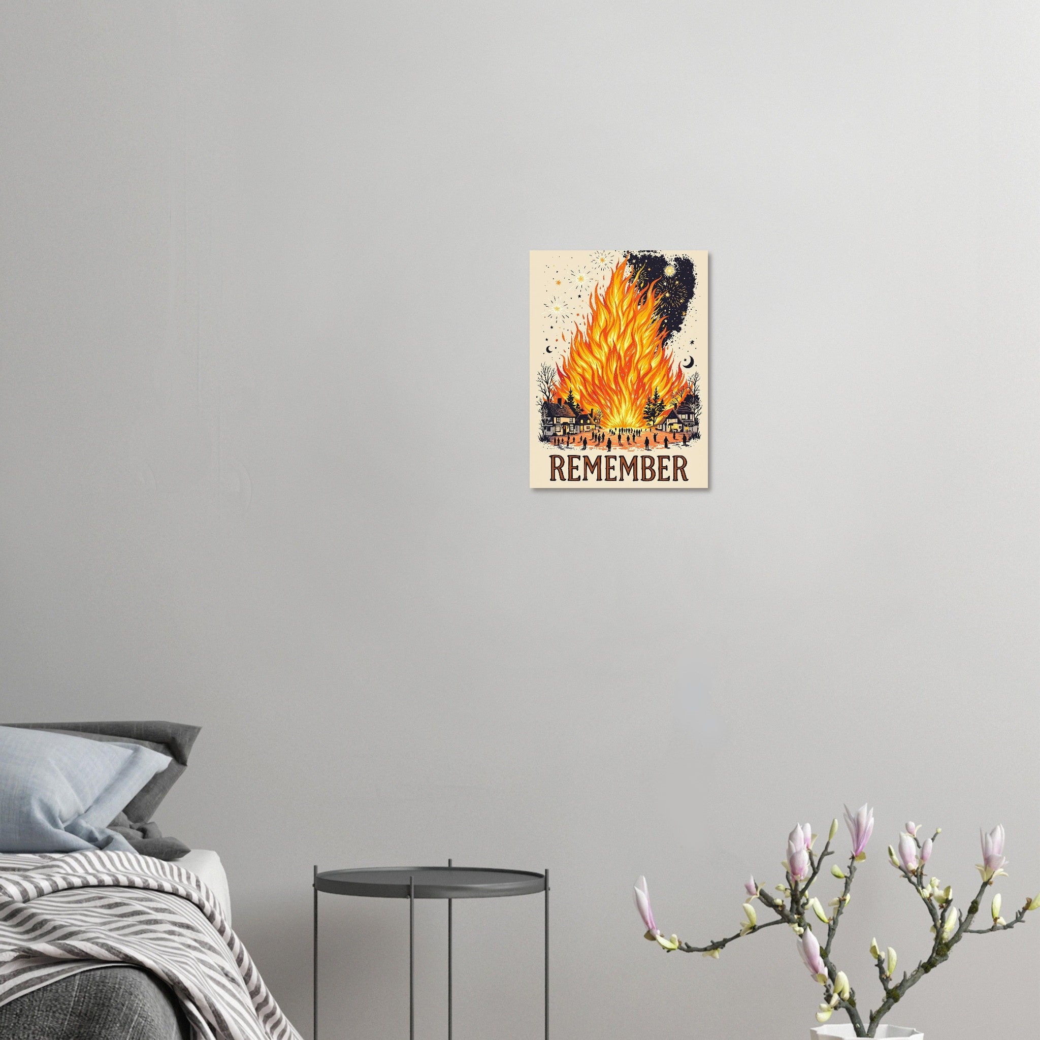 Bonfire Night Village Scene Art Wall Art UK Art UK Gift Art Print Poster Wall Ar Art Print — detail view | Wild Thread Co