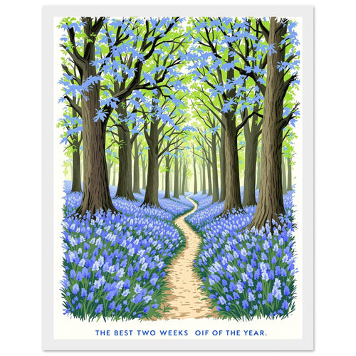 Bluebell Wood Ancient Oak Wall Art Ready to Hang UK Framed Art Print — detail view | Wild Thread Co