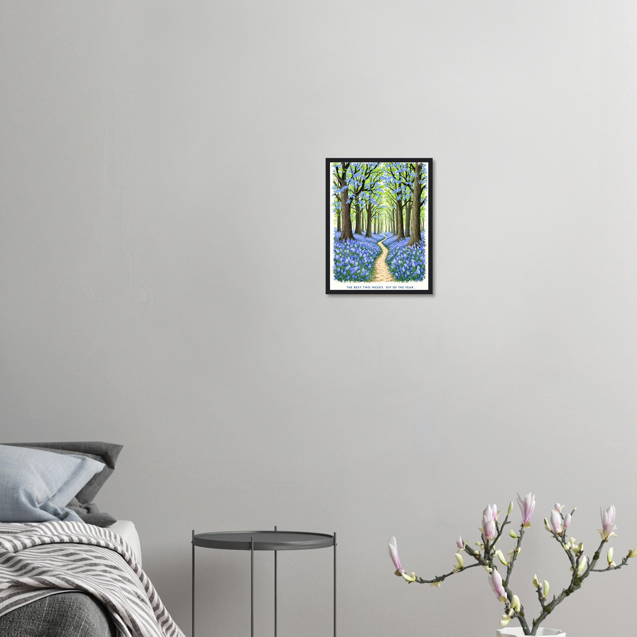 Bluebell Wood Ancient Oak Wall Art Ready to Hang UK Framed Art Print — detail view | Wild Thread Co