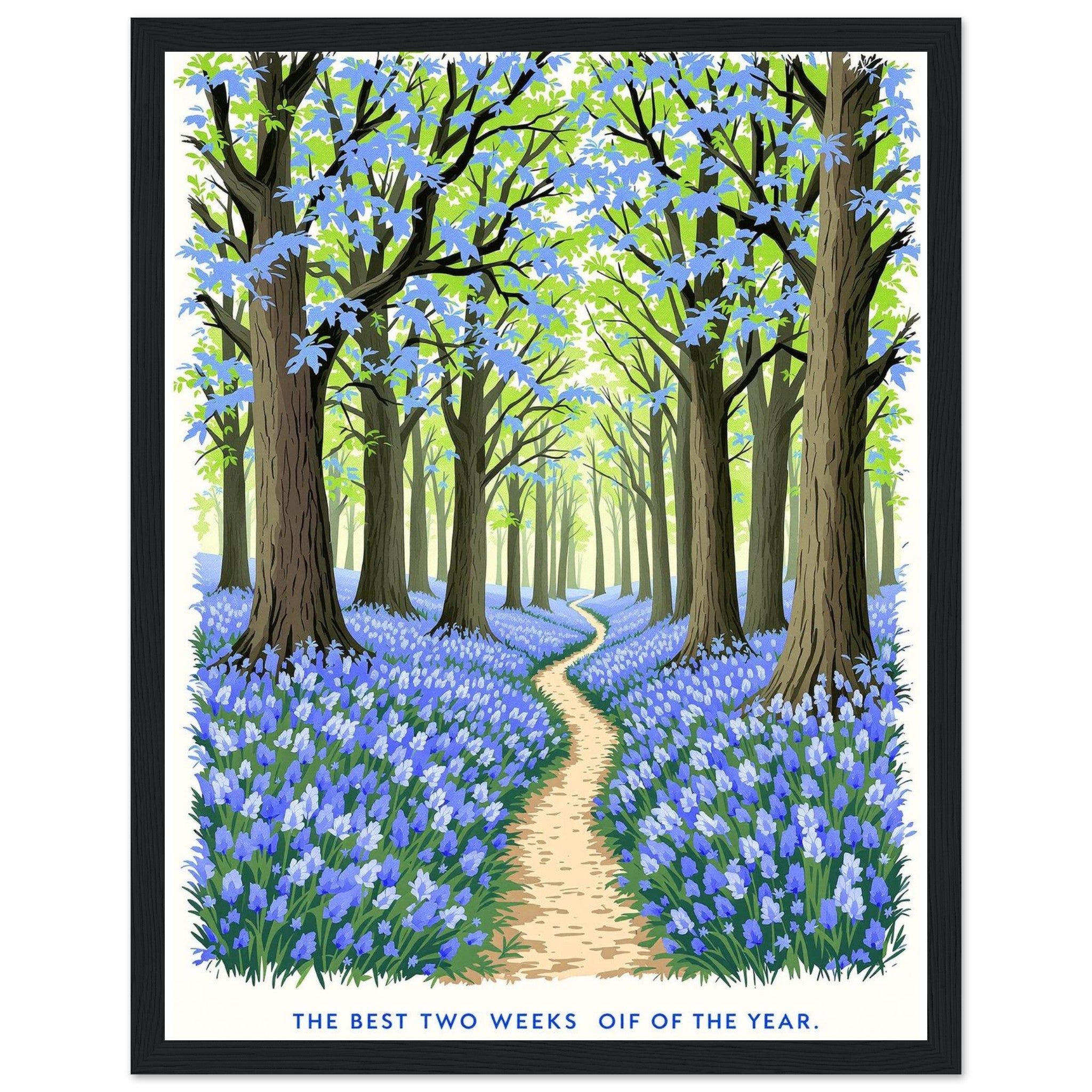 Bluebell Wood Ancient Oak Wall Art Ready to Hang UK — Framed Art Print | Wild Thread Co UK