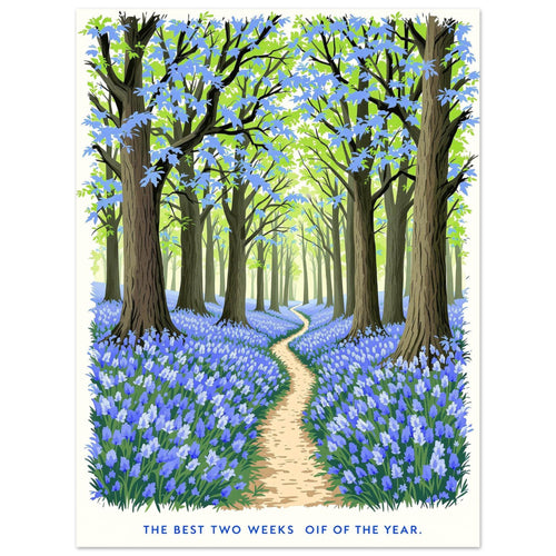 Bluebell Wood Ancient Oak British Spring A1 Art UK Art Wall Pos Art Print Poster Art Print — detail view | Wild Thread Co