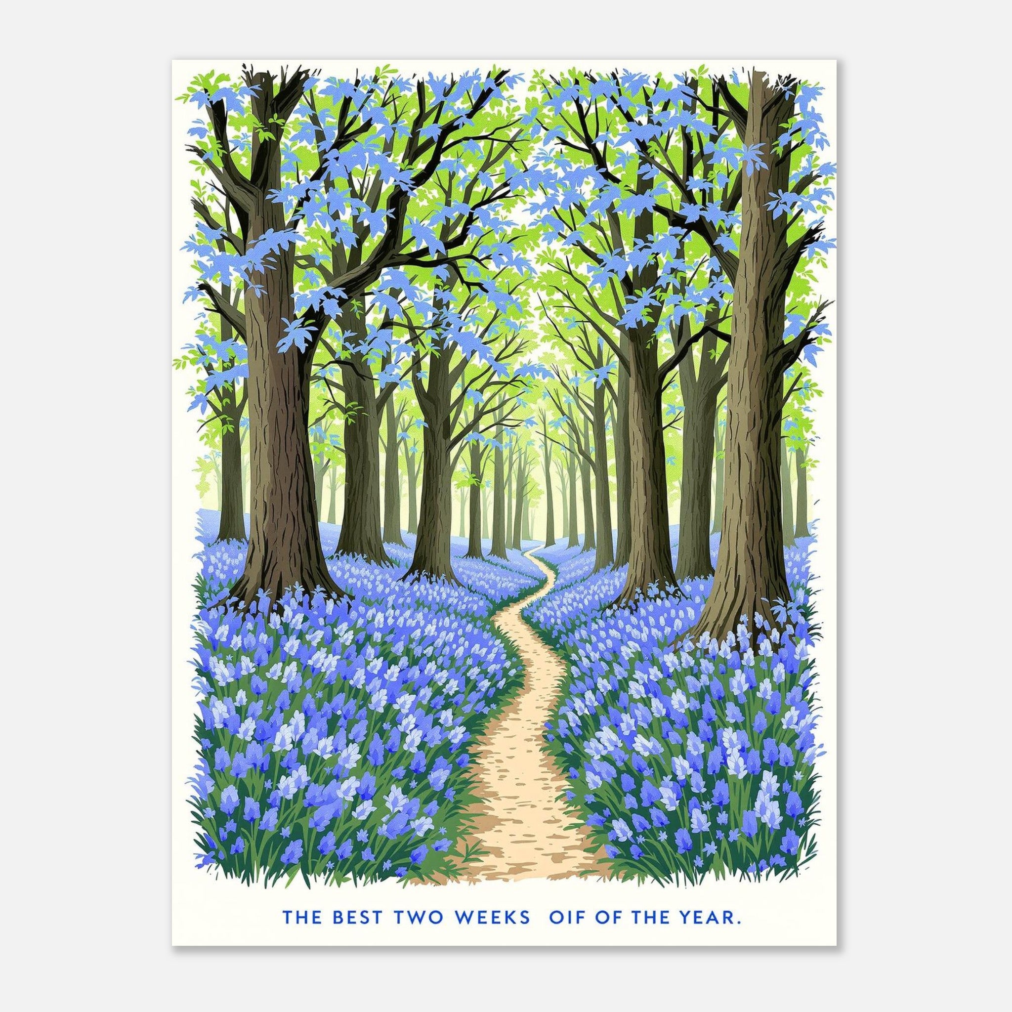 Bluebell Wood Ancient Oak British Spring A1 Art UK Art Wall Pos Art Print Poster Art Print — detail view | Wild Thread Co