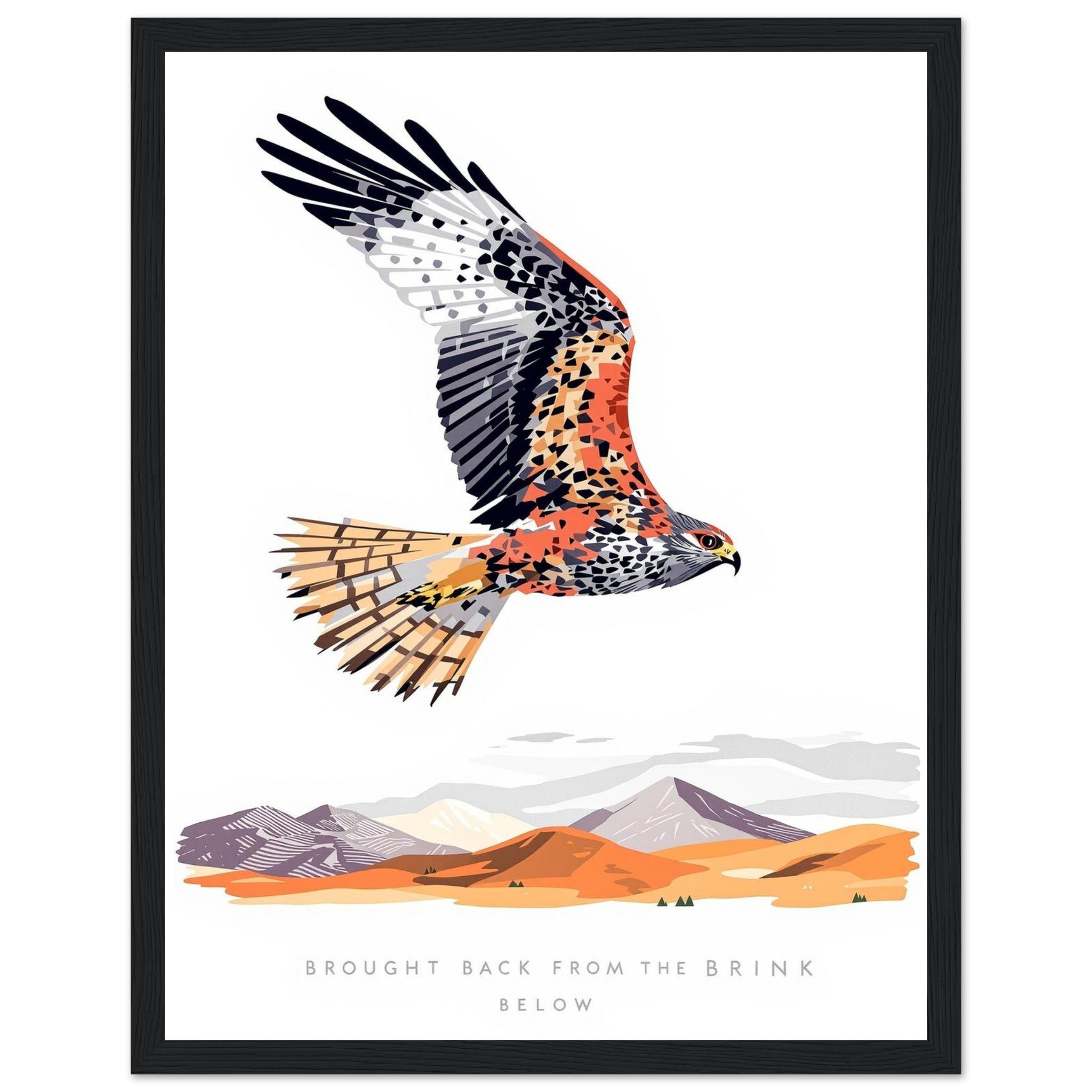 Red Kite Soaring Wales Conservation Framed Print Wall Art Ready to — Framed Art Print | Wild Thread Co UK