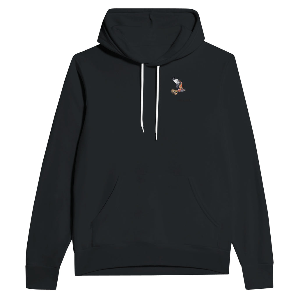 Red Kite Soaring Wales Conservation Hoodie Pullover Unisex Cotton UK Hoodie — detail view | Wild Thread Co