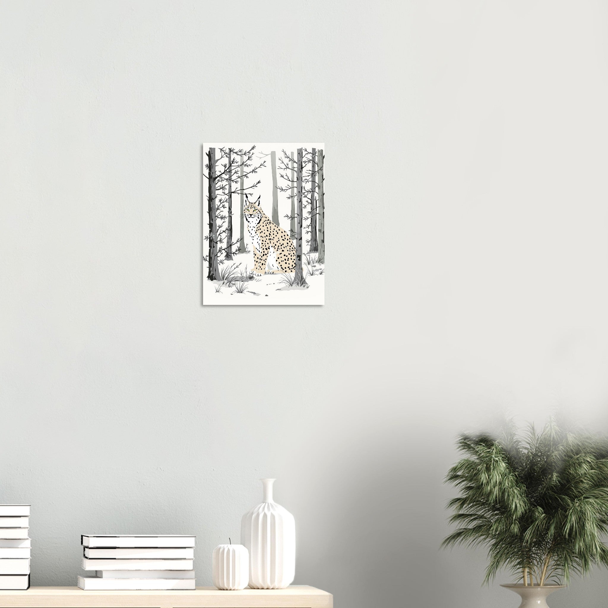 Lynx Scottish Pine Forest Ghost Art A1 Art Wall Art UK Gift Art Art Print Poster Art Print — detail view | Wild Thread Co