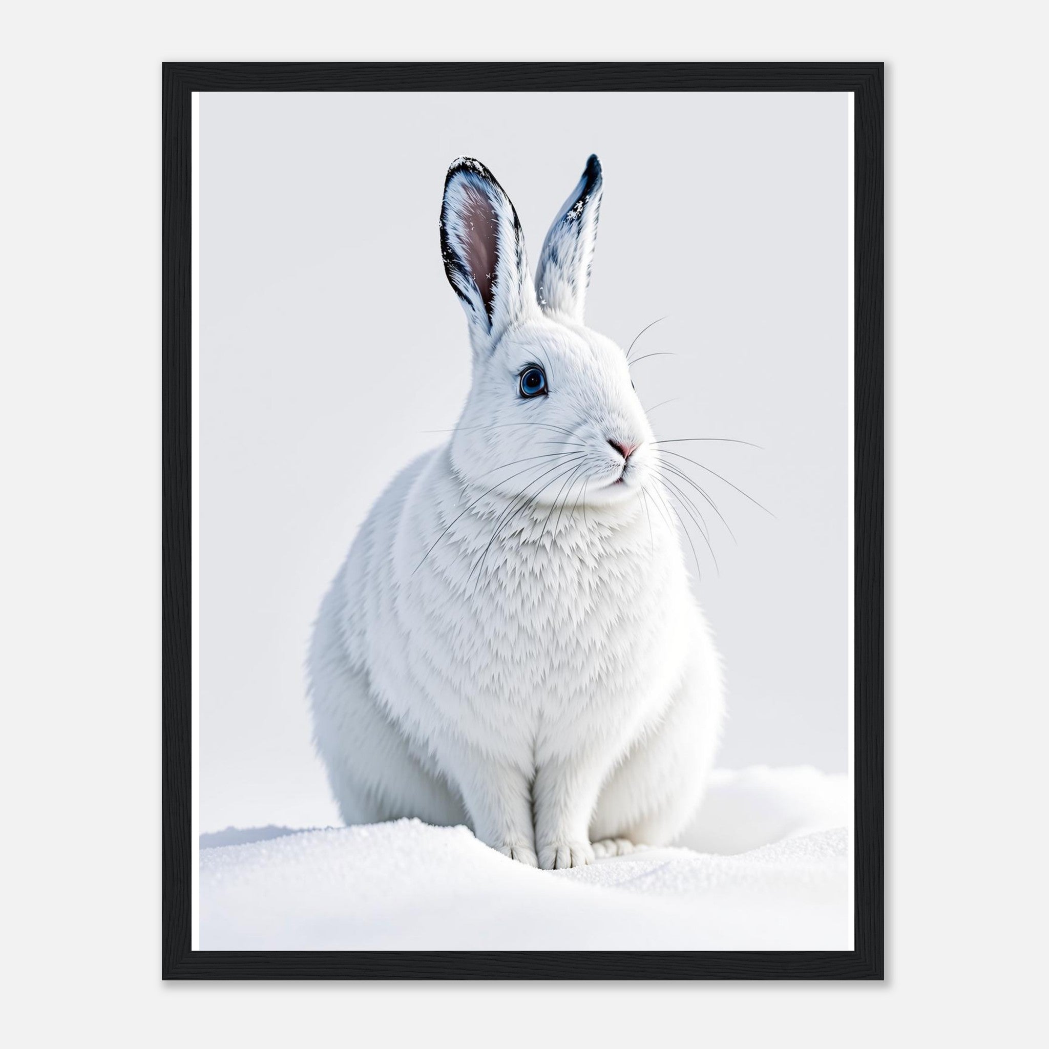 Mountain Hare White Winter Snow Framed Print Wall Art Ready to Hang Framed Art Print — detail view | Wild Thread Co
