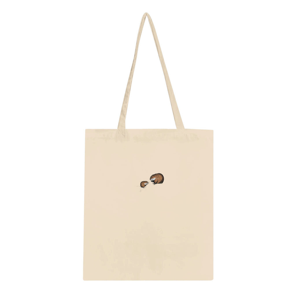 Beaver Rewilding Dam Builder Cotton Shopper UK Tote Bag — detail view | Wild Thread Co