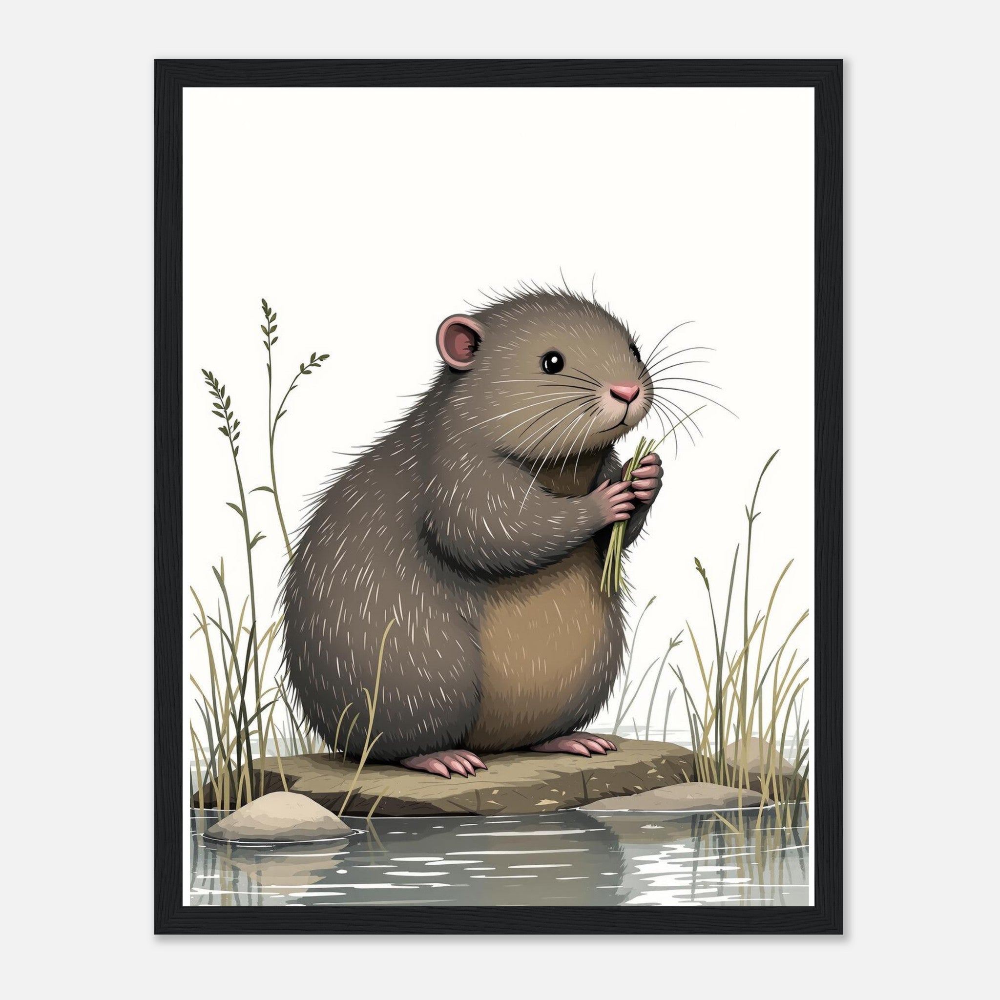Water Vole Ratty Riverbank Wall Art Ready to Hang UK Framed Art Print — detail view | Wild Thread Co
