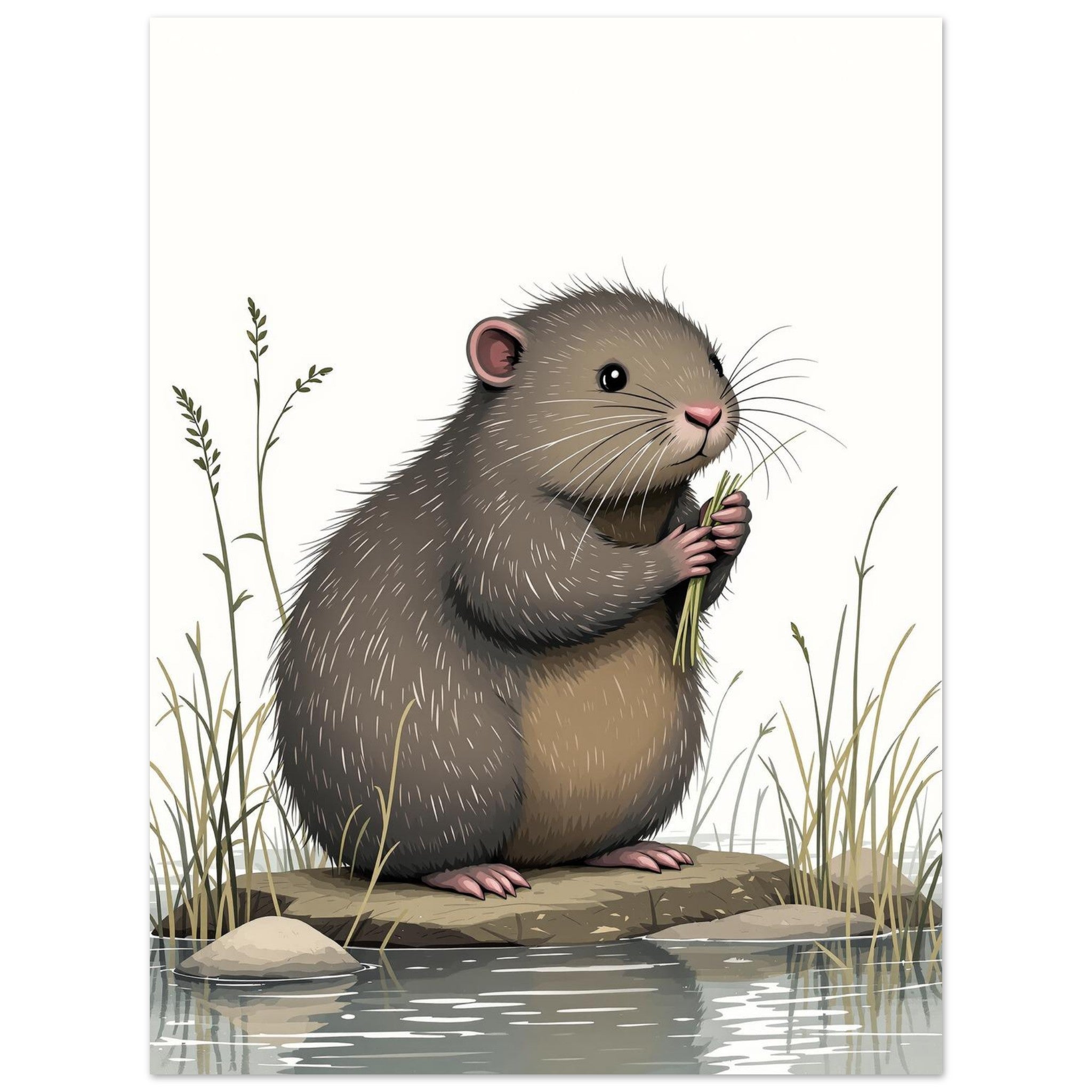 Water Vole Ratty A1 Art Wall Art UK Art Art Print Poster Wall Art UK UK Gift Art Print — detail view | Wild Thread Co