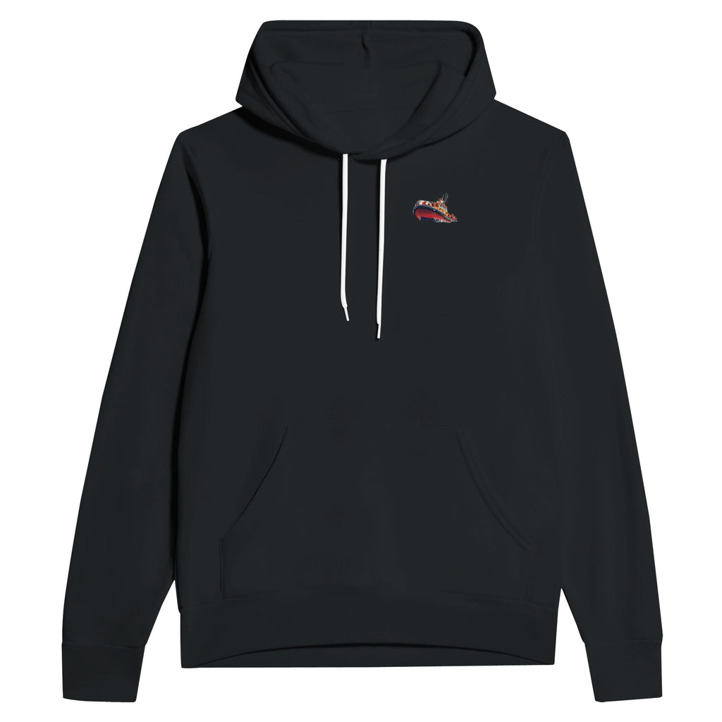 Rnli Lifeboat Launching Heavy Seas Hoodie Pullover Unisex Cotton UK Hoodie — detail view | Wild Thread Co