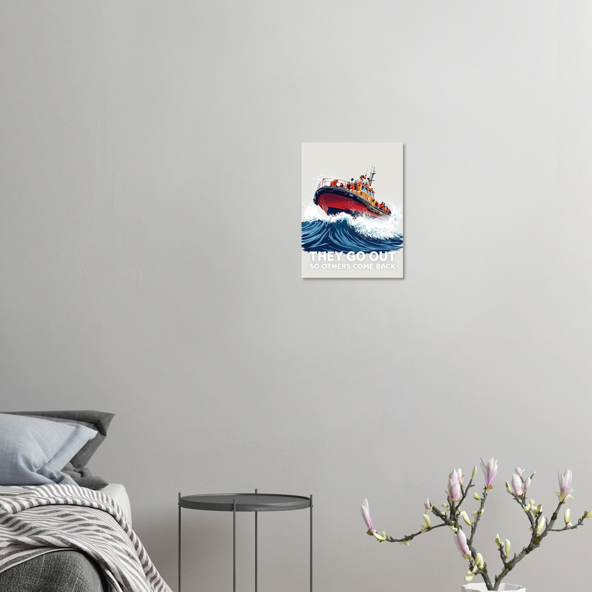 RNLI Lifeboat Rescue Art Wall Art UK Art Art Print Poster Wall Art UK UK Gift Art Print — detail view | Wild Thread Co