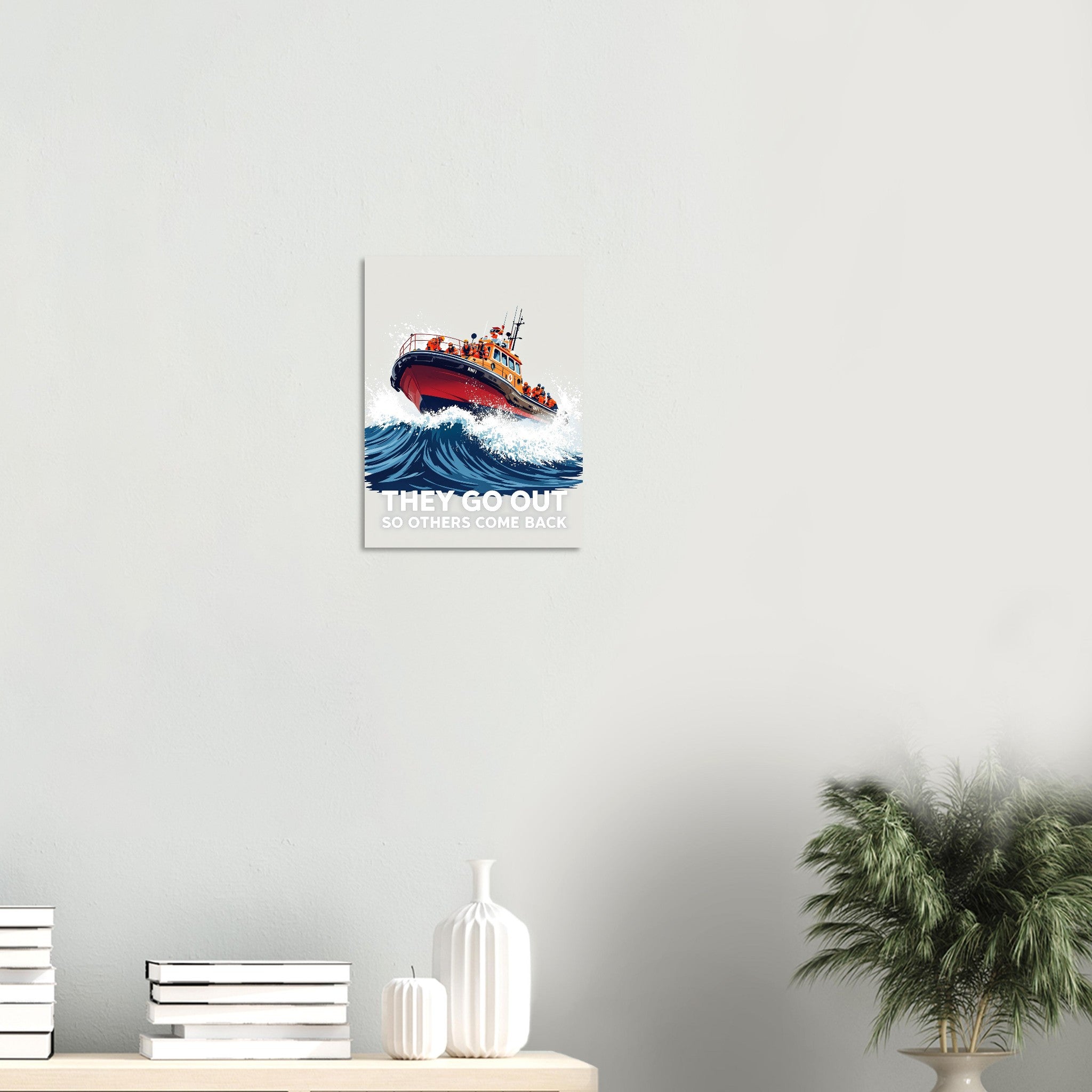 RNLI Lifeboat Rescue Art Wall Art UK Art Art Print Poster Wall Art UK UK Gift Art Print — detail view | Wild Thread Co
