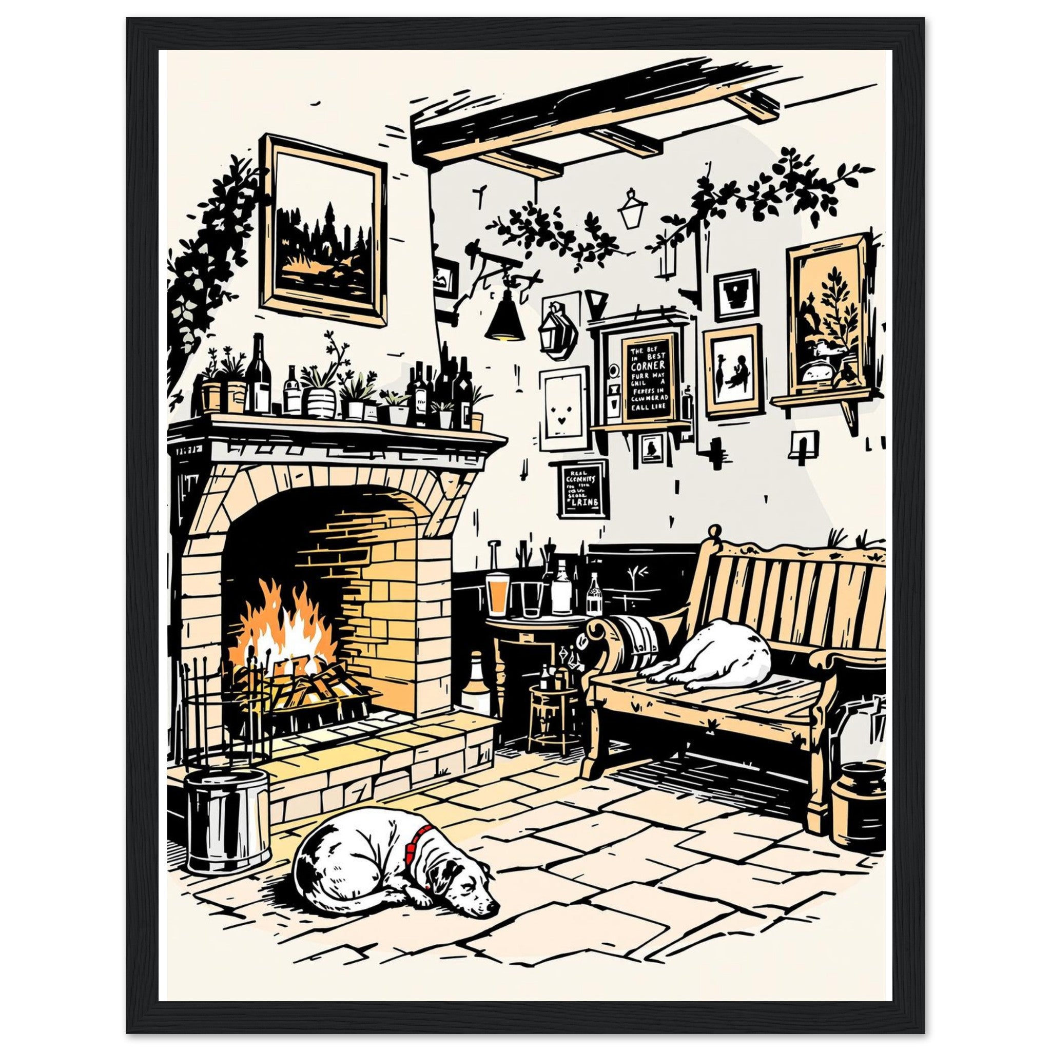 Country Pub Fireplace Sanctuary Framed Print Wall Art Ready to Hang — Framed Art Print | Wild Thread Co UK