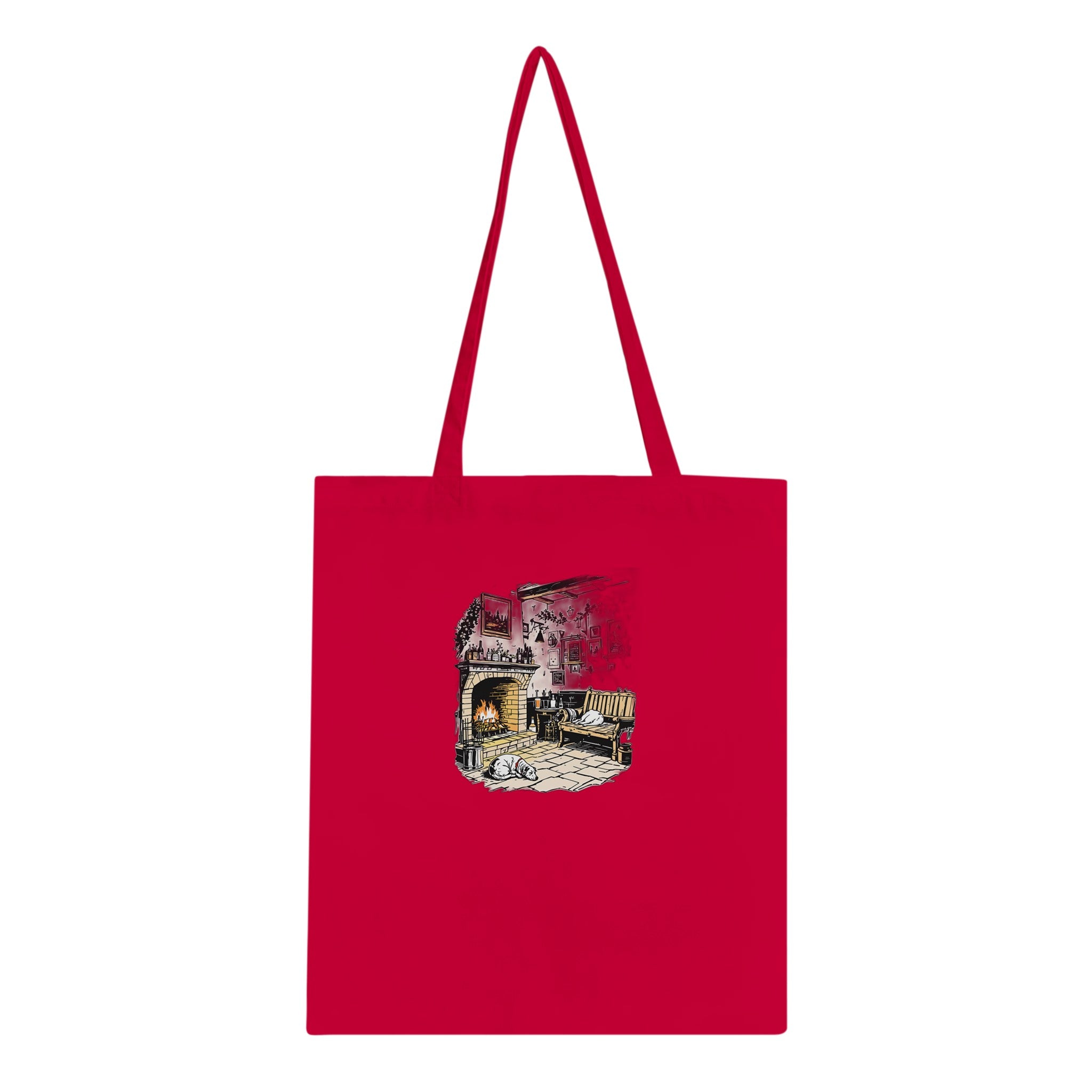 Country Pub Fireplace Sanctuary Cotton Shopper UK Tote Bag — detail view | Wild Thread Co