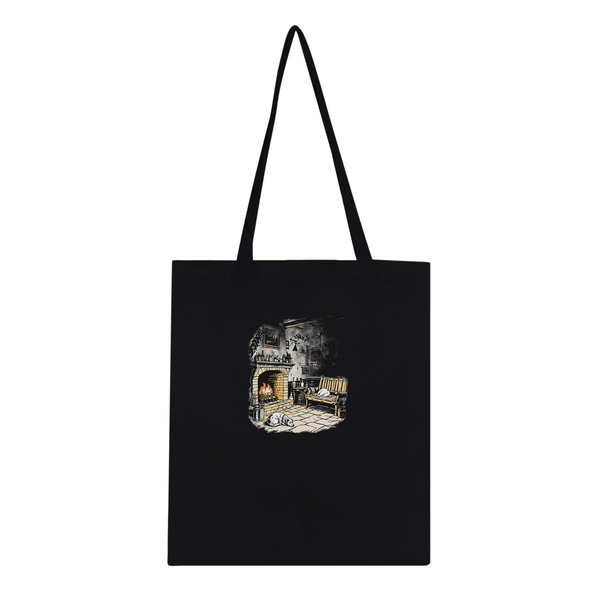 Country Pub Fireplace Sanctuary Cotton Shopper UK Tote Bag — detail view | Wild Thread Co
