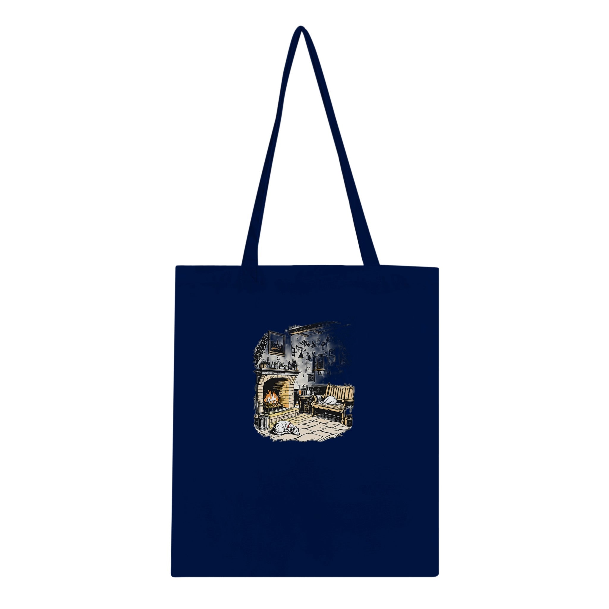 Country Pub Fireplace Sanctuary Cotton Shopper UK Tote Bag — detail view | Wild Thread Co