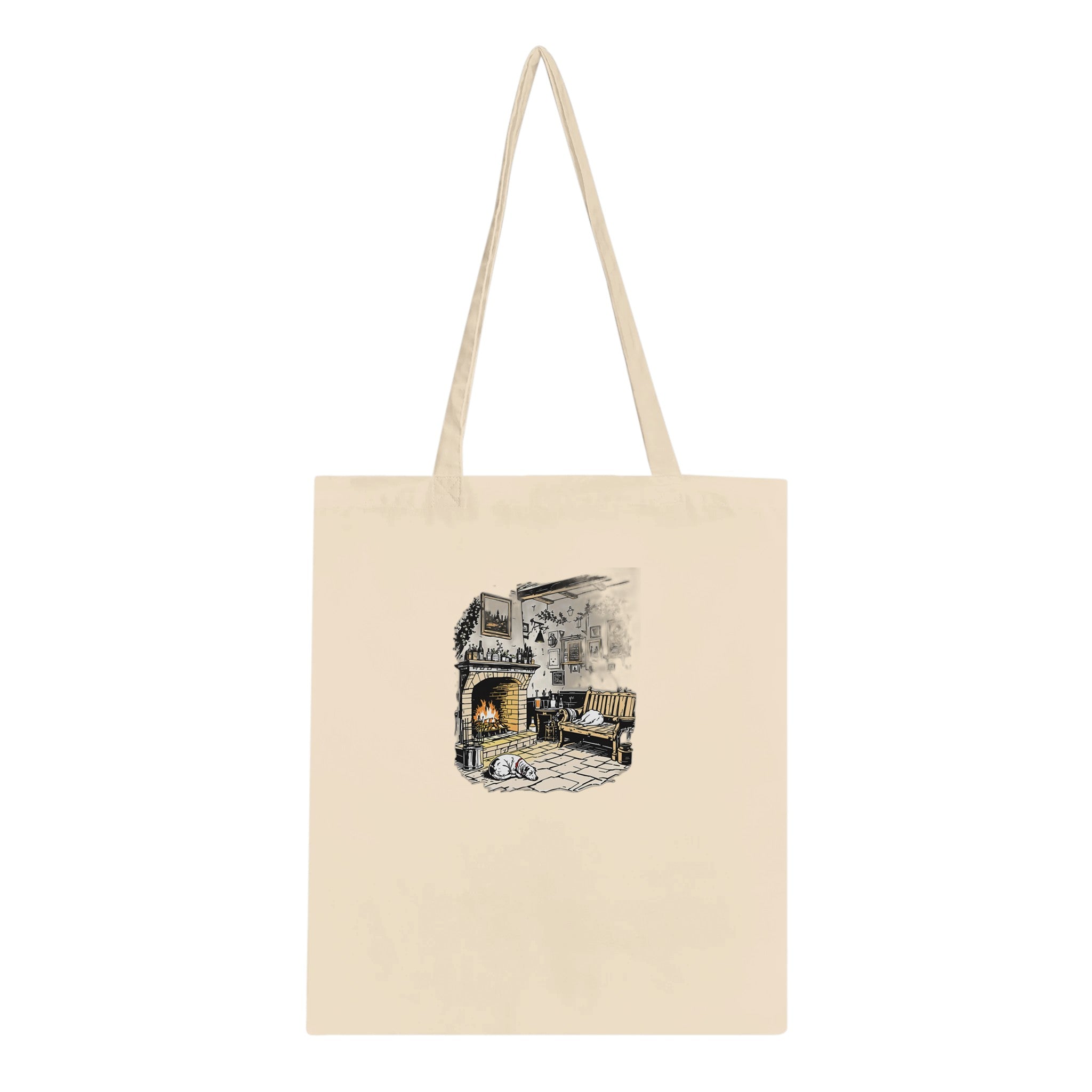Country Pub Fireplace Sanctuary Cotton Shopper UK Tote Bag — detail view | Wild Thread Co