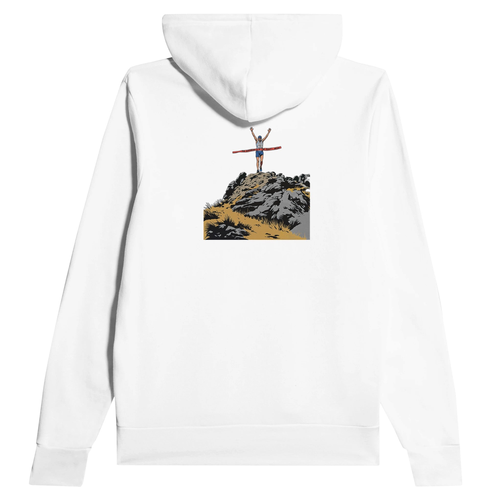 Fell Race Summit Finish Destroyed Hoodie Pullover Unisex Cotton UK Hoodie — detail view | Wild Thread Co