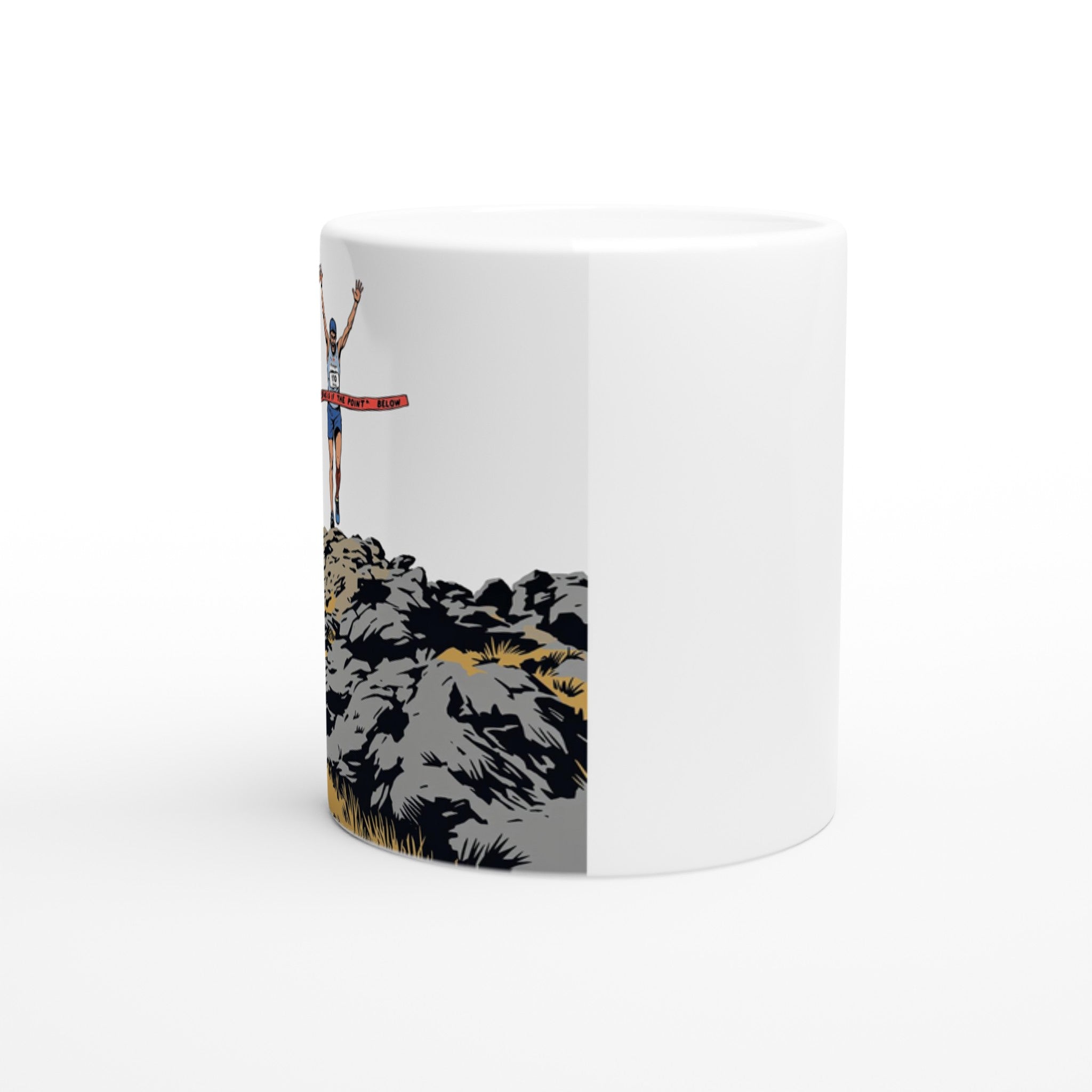 Fell Race Summit Finish Destroyed Coffee Tea Ceramic 11oz Mug — detail view | Wild Thread Co