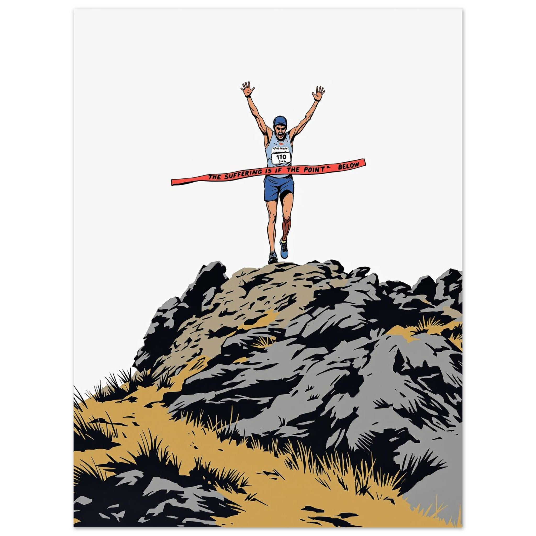 Fell Race Summit Finish Art Wall Art UK Art UK Gift Art Print Art Print — detail view | Wild Thread Co