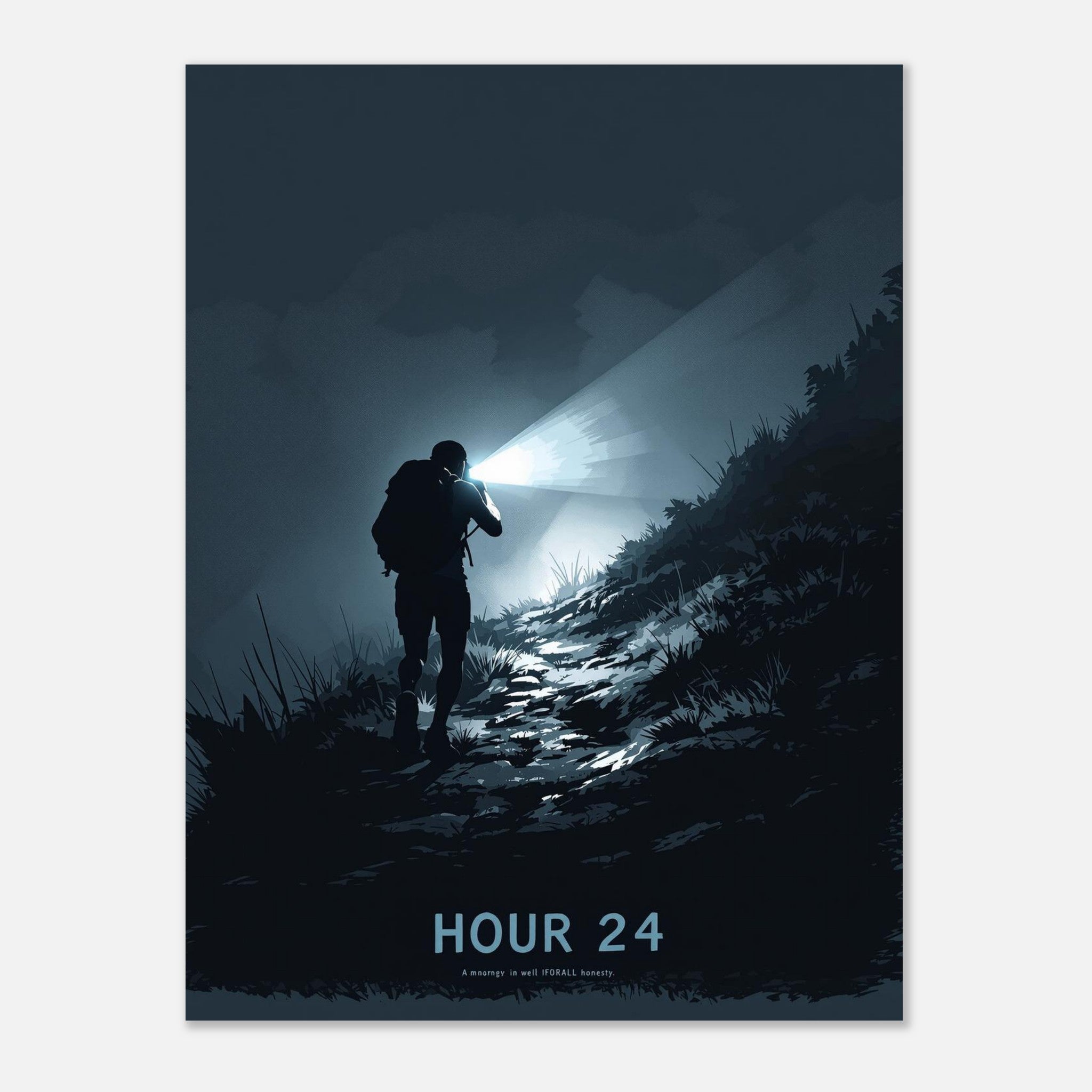 Ultramarathon Runner 3am Headtorch A1 Art Wall Art UK Art Art Print Poster Wall Art Print — detail view | Wild Thread Co