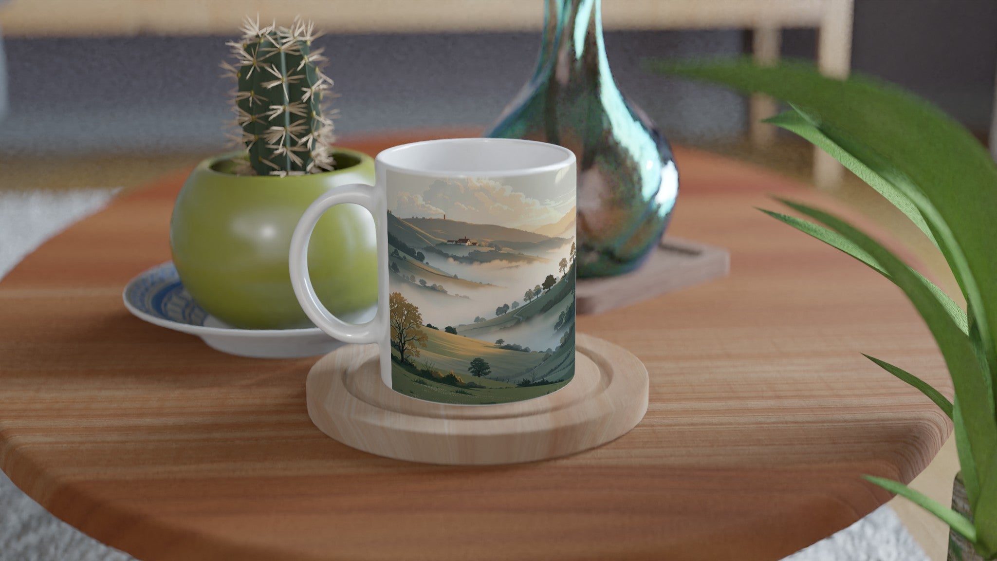 Morning Mist Valley Farm Mug — detail view | Wild Thread Co