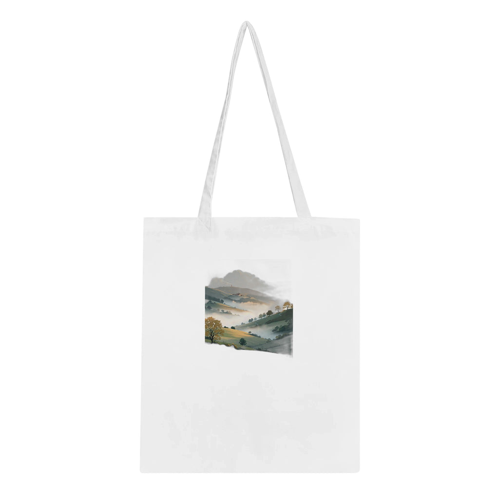 Morning Mist Valley Farm Cotton Shopper UK Tote Bag UK Gift Tote Bag — detail view | Wild Thread Co
