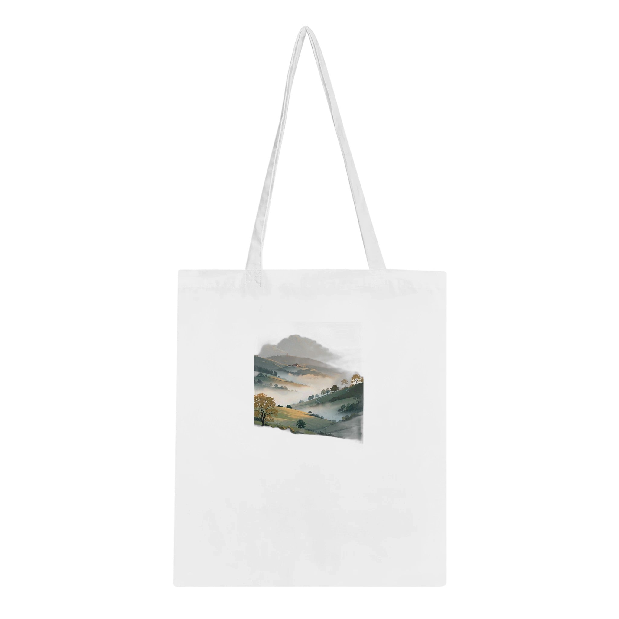 Morning Mist Valley Farm Cotton Shopper UK Tote Bag UK Gift Tote Bag — detail view | Wild Thread Co