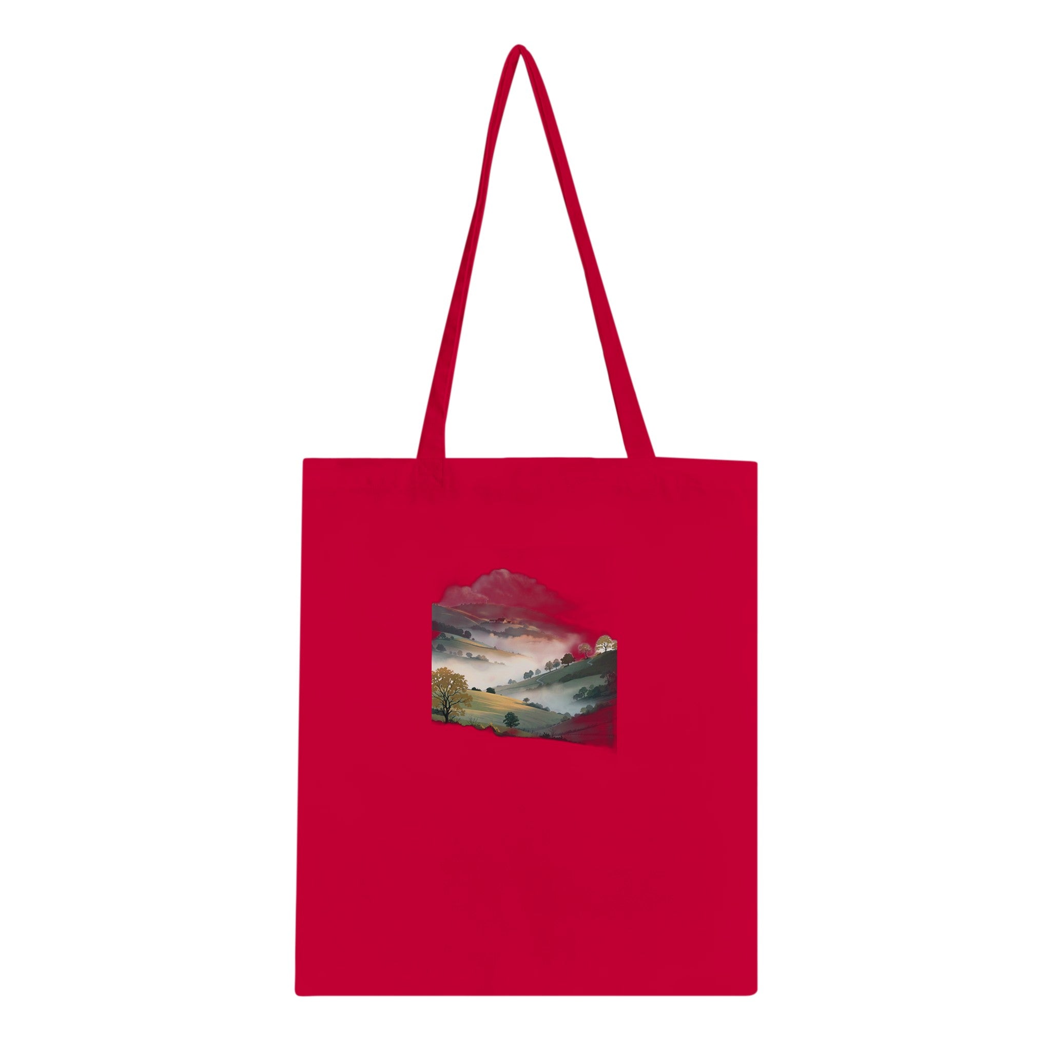 Morning Mist Valley Farm Cotton Shopper UK Tote Bag UK Gift Tote Bag — detail view | Wild Thread Co