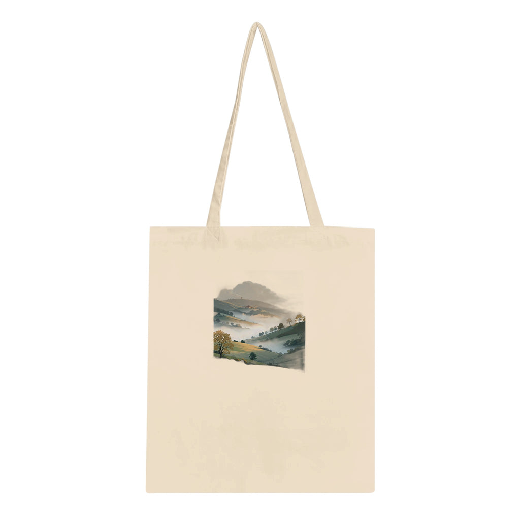 Morning Mist Valley Farm Cotton Shopper UK Tote Bag UK Gift Tote Bag — detail view | Wild Thread Co