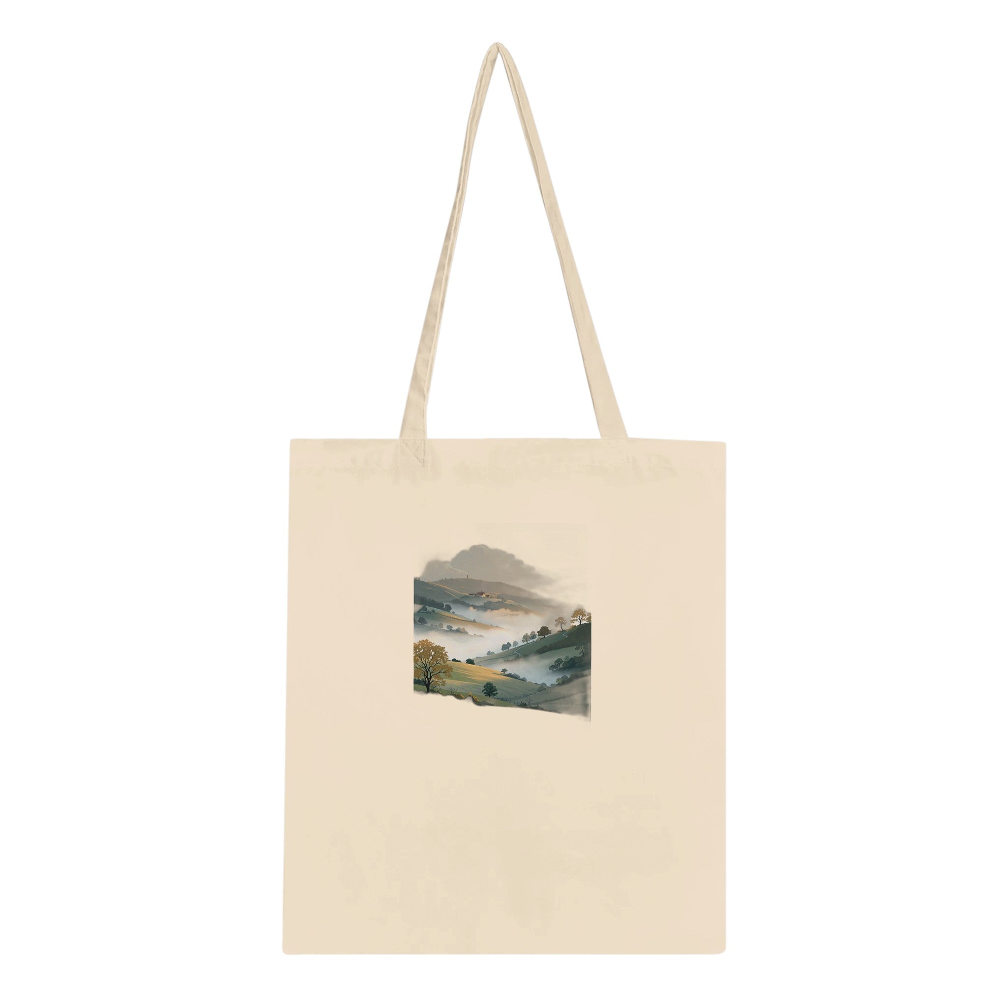 Morning Mist Valley Farm Cotton Shopper UK Tote Bag UK Gift Tote Bag — detail view | Wild Thread Co