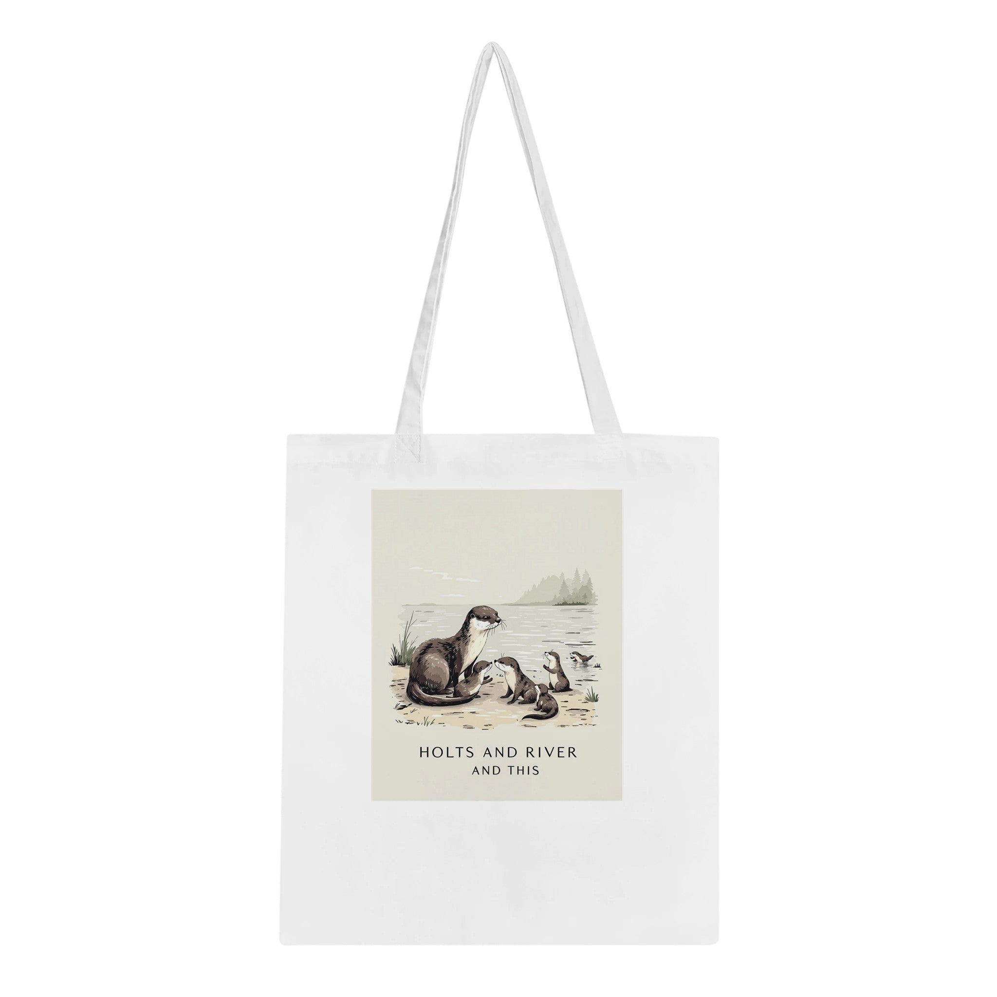 Otter Family Riverbank Pups Cotton Shopper UK Tote Bag UK Gift — Tote Bag | Wild Thread Co UK