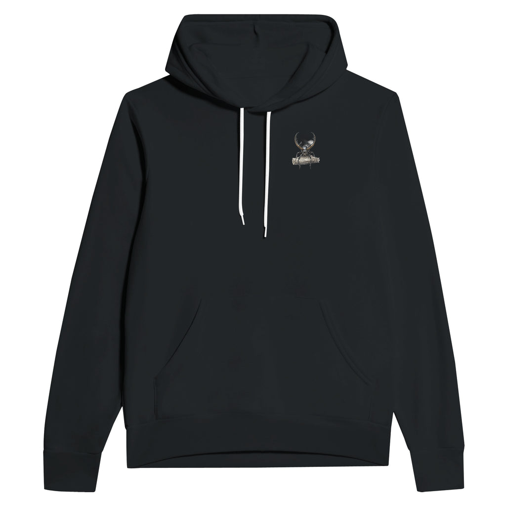 Stag Beetle Oak Log Hoodie Pullover Unisex Cotton UK Hoodie — detail view | Wild Thread Co