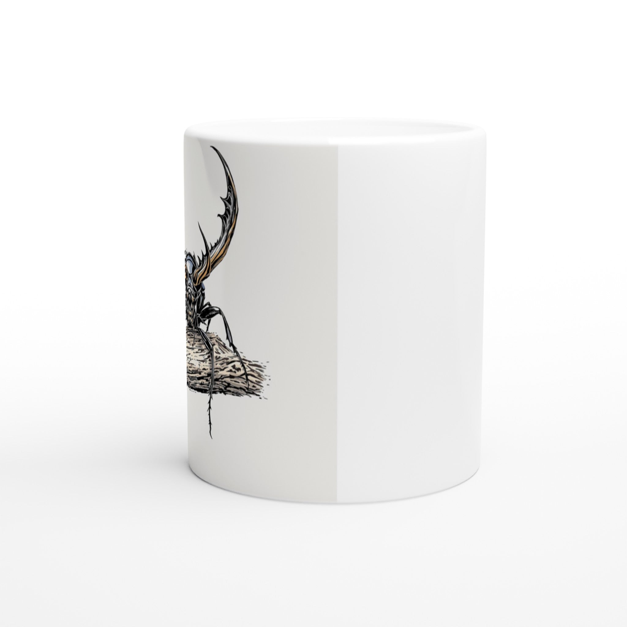 Stag Beetle Oak Log Coffee Tea Ceramic 11oz Mug UK Gift Mug — detail view | Wild Thread Co